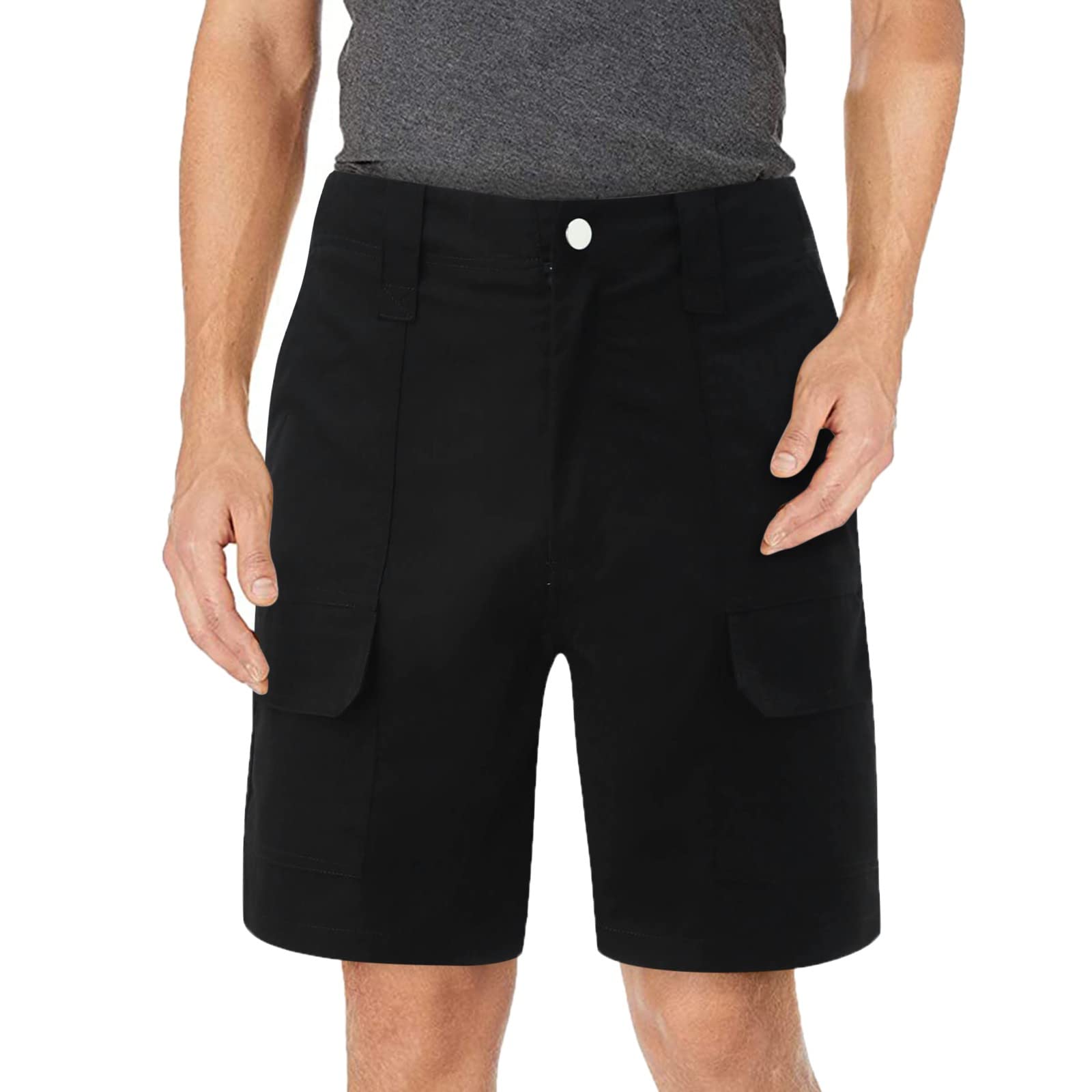 Men's Polyester Casual Shorts with Solid Color, Fly Pocket & Zipper - Comfortable Summer Pants for Outdoor Activities, Travel & Daily Wear