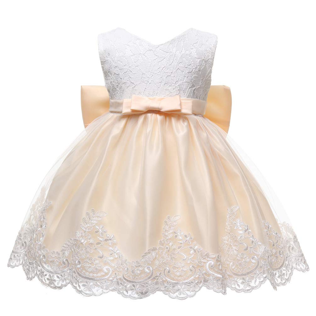 Christening Lace Flower Baby Girl Dress - Princess Formal Prom Tutu Ball Gown for Baptism, First Communion & Special Occasions