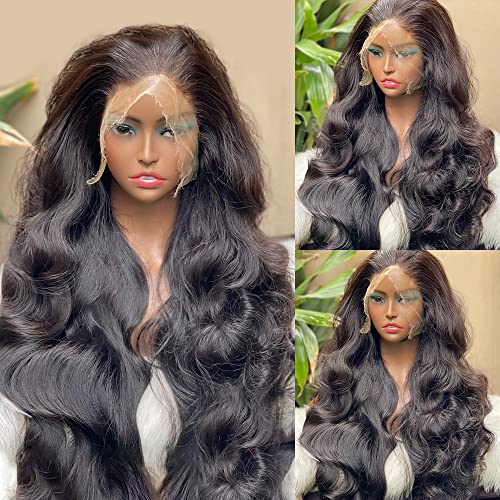 200% Density Full 360 Lace Front Wigs Human Hair - HD Transparent Pre-Plucked with Baby Hair - Body Wave Lace Wig for Black Women - Natural Color (20 Inch) - Perfect for Daily Wear, Parties, and Special Occasions