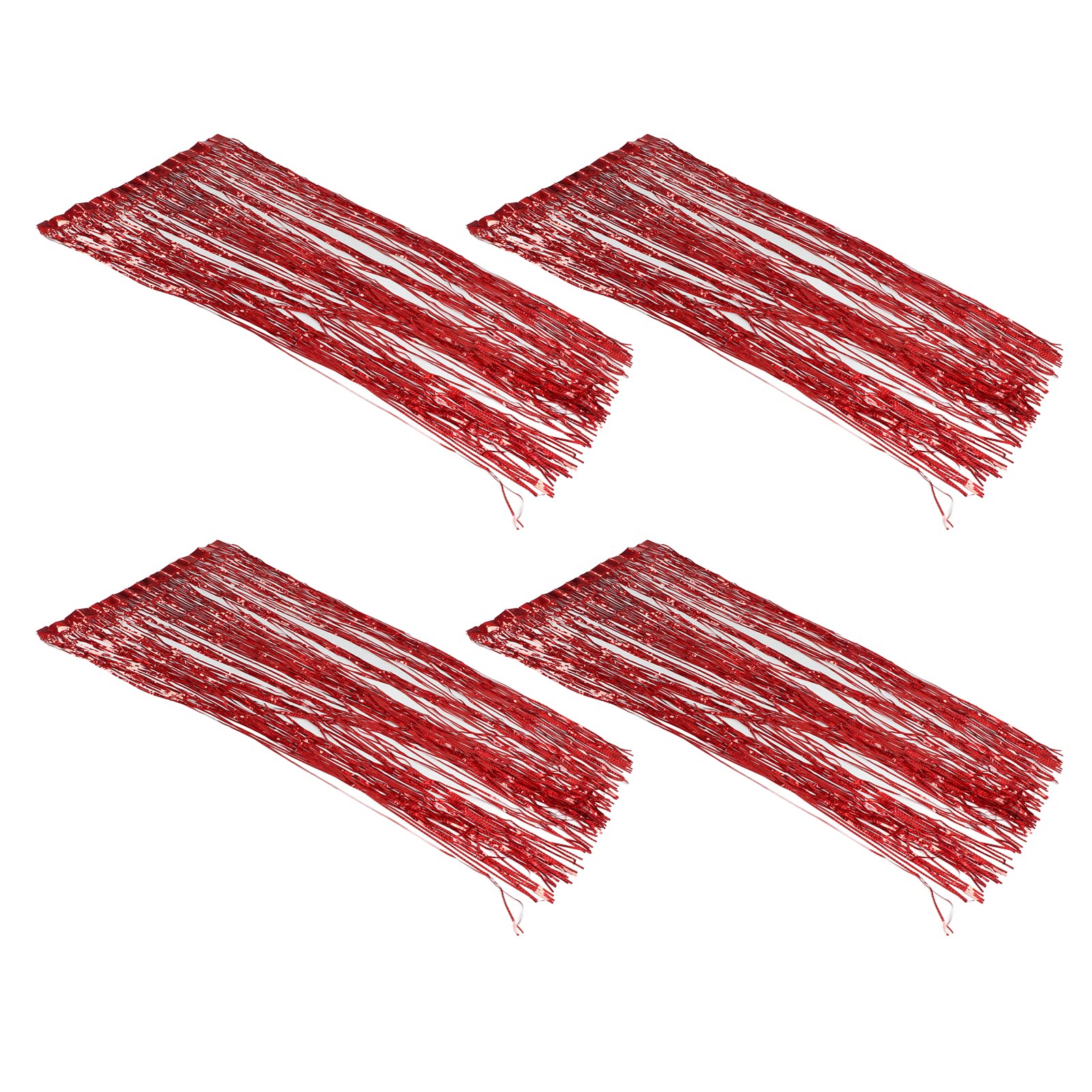 Shiny Red Foil Fringe Curtain - 4 Pack Wedding Birthday Party Decorations | Photo Backdrop for Photography, Baby Shower & Events - Durable & Reusable Party Supplies