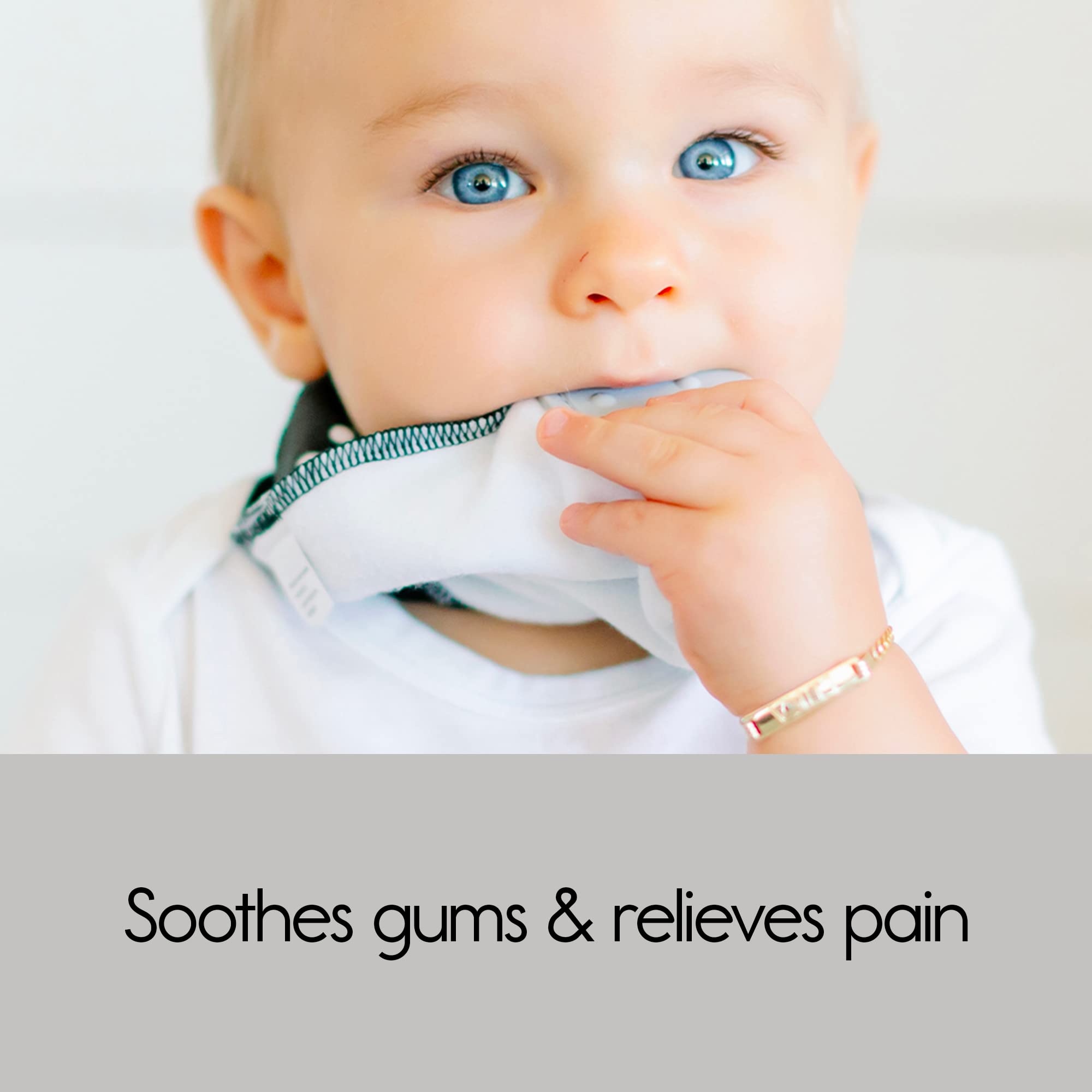 Bazzle Baby Bandana Teething Bibs 4-Pack – Soft Cotton Drool Bibs for Boys & Girls with Silicone Teether for Teething Relief, Adjustable & Absorbent Baby Bibs for Drooling (Gray & White) – Perfect for Feeding, Playtime & Daily Outfits