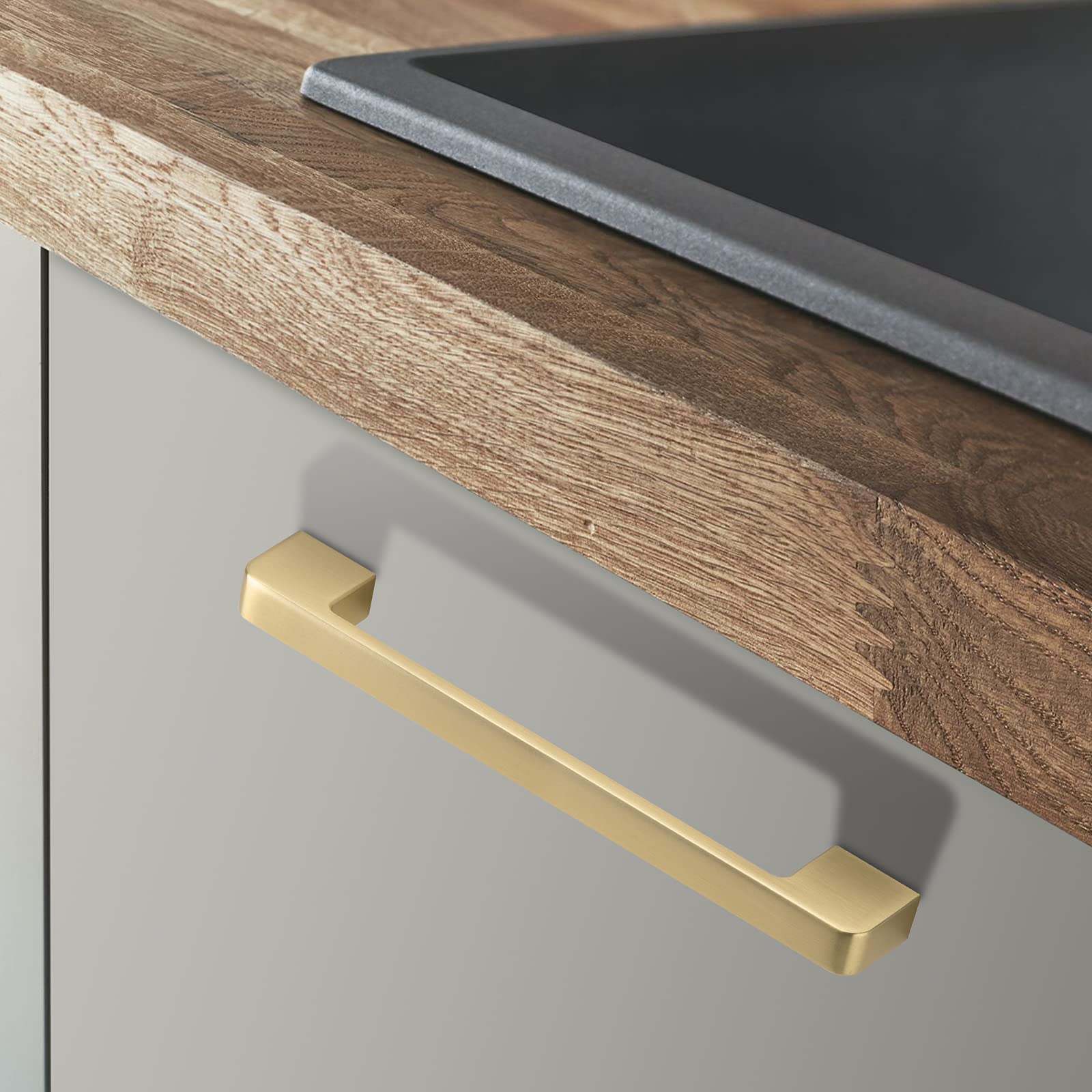 30 Pack 6-1/4 Inch Brushed Gold Cabinet Pulls - Solid Zinc Alloy Kitchen Cabinet Handles & Dresser Drawer Pulls - Rust-Resistant Hardware for Modern Cabinets, Wardrobes & Furniture (Brass Finish) - Perfect for Home Renovation & DIY Projects