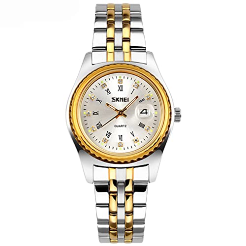 9098 Gold silver strap silver dial