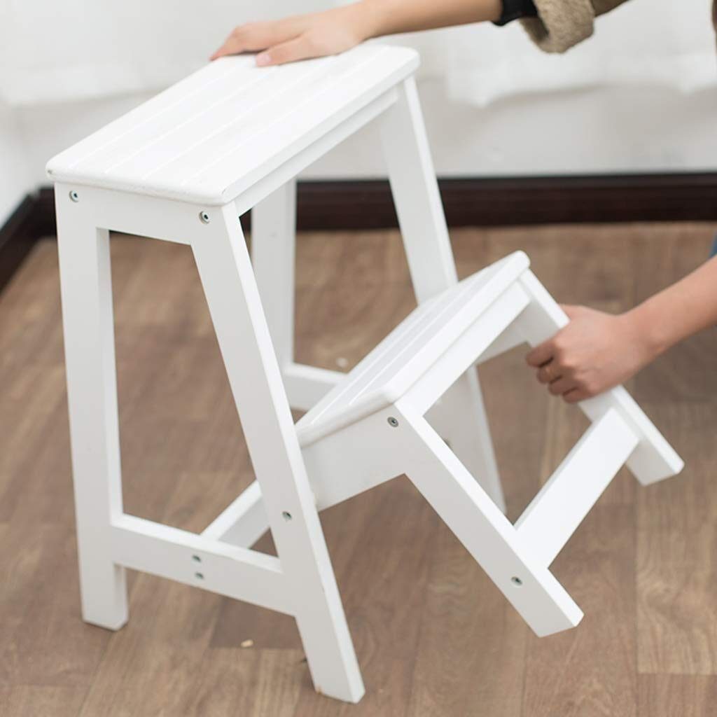 UCCE Indoor Wooden Climbing Stool for Adults - Foldable Step Ladder Chair, Multifunctional Storage Shelf & Flower Stand - Perfect for Home Decor, Kitchen Use, and Gardening