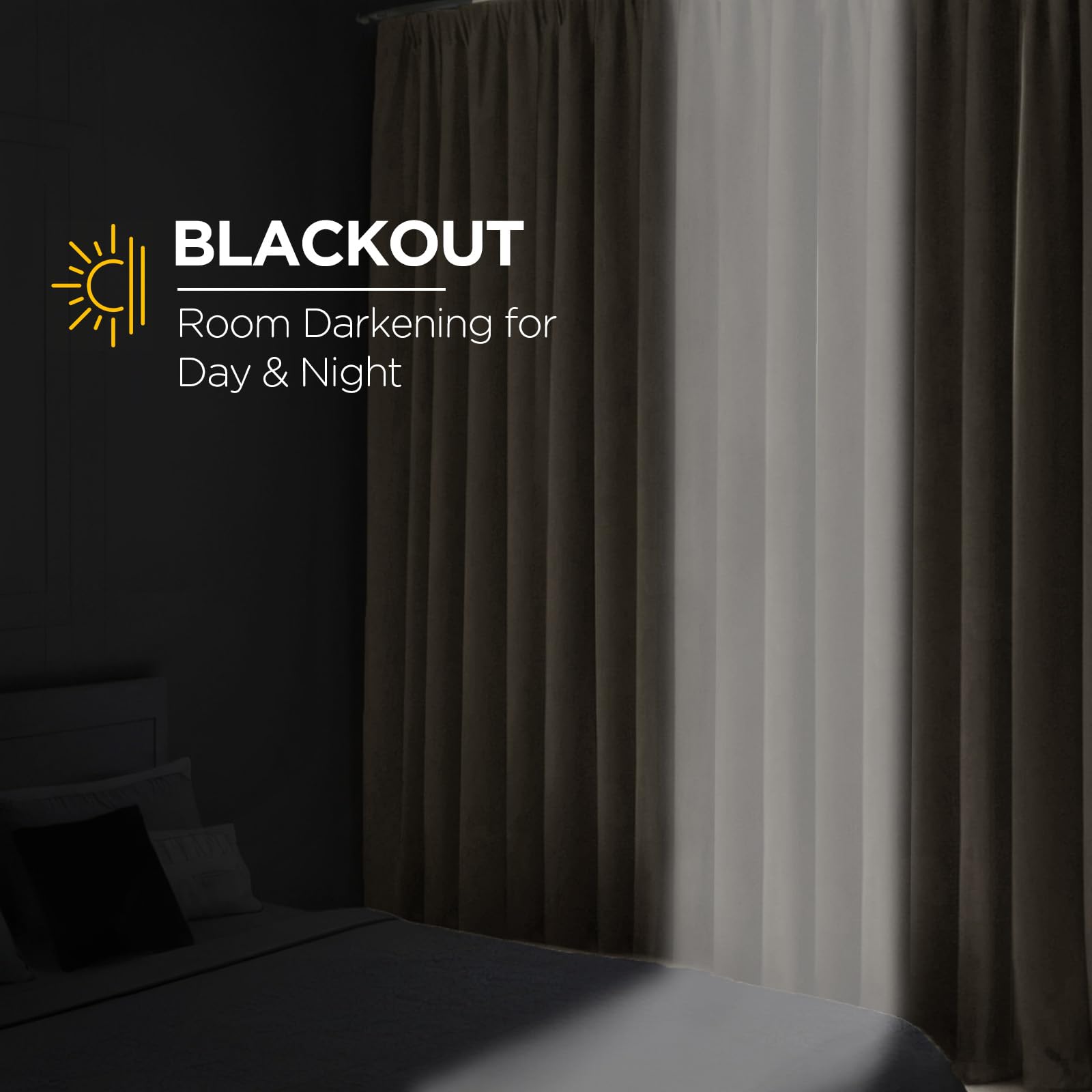 Blackout Curtains for Small Windows - Thermal Insulated Room Darkening Drapes with Rod Pocket, Light Beige (52x45 Inch, Set of 2 Panels) - Perfect for Bedroom, Living Room & Home Theater Light Control