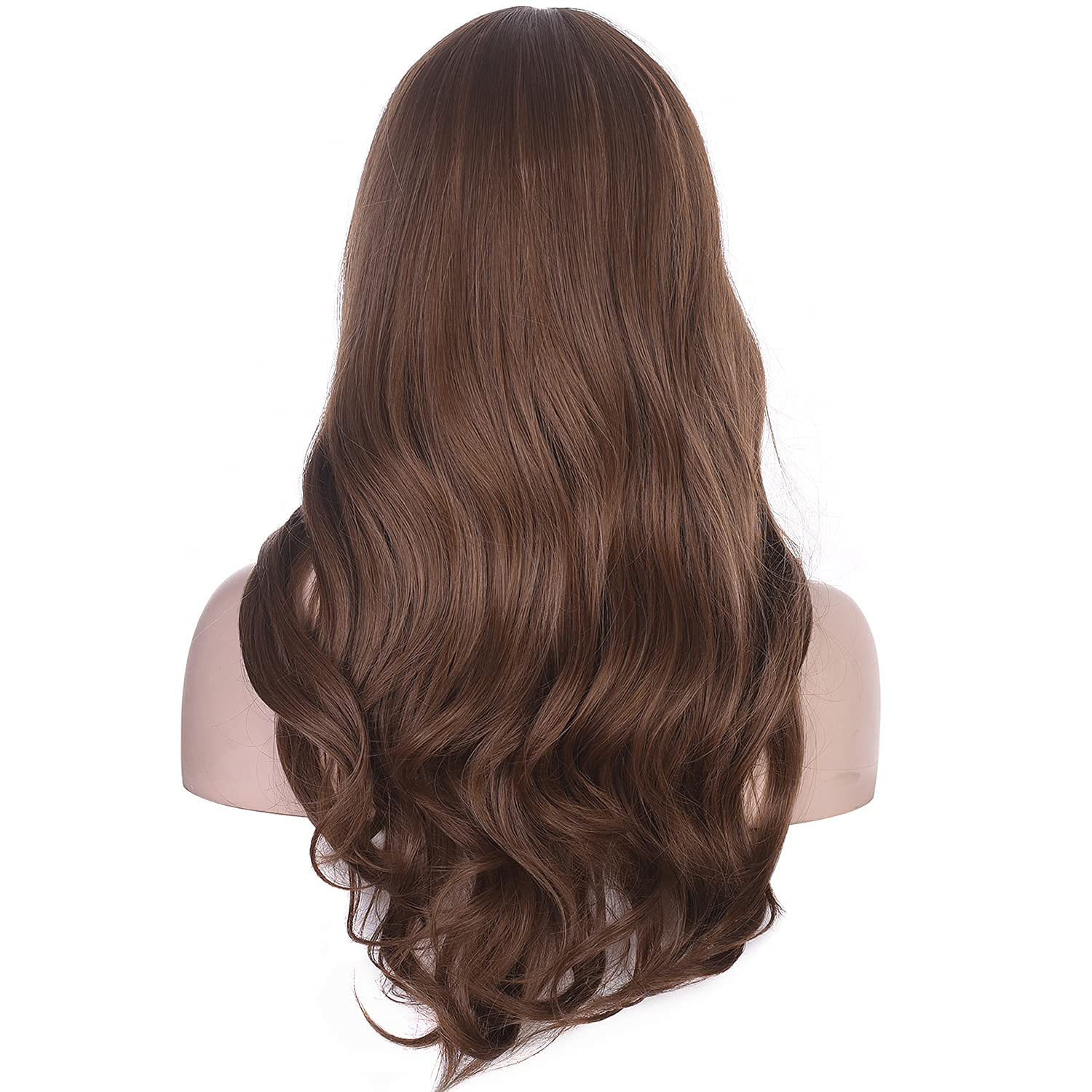 Wynk Mavens Chocolate Brown Long Wavy Hair Wig with Bangs | Heat Friendly Synthetic Fiber Fashion Wig for Women | Perfect for Cosplay, Costume Parties & Daily Wear