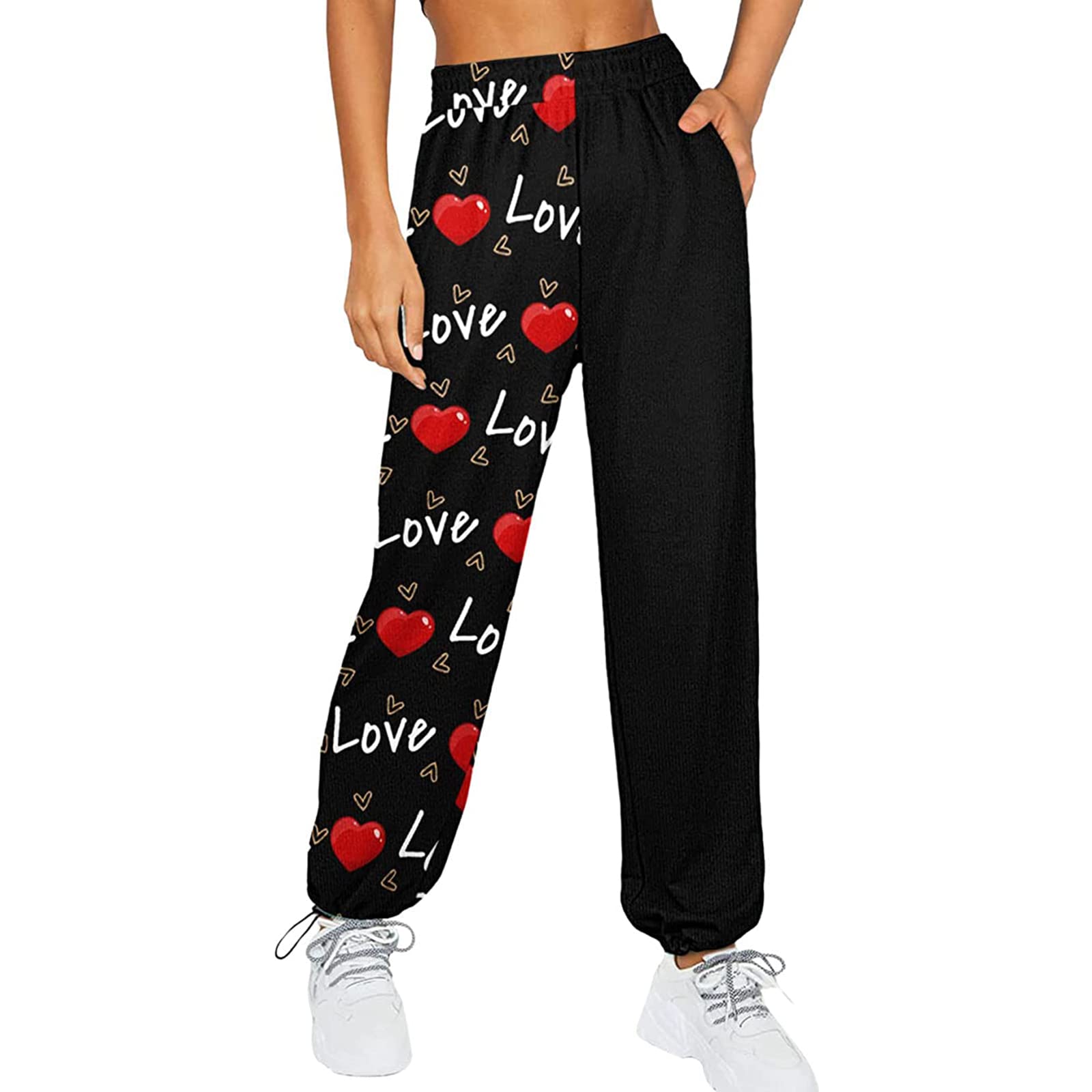 Women's High Waist Sweatpants - Loose Fit Lounge Pants with Pockets, Gradient Print Joggers, Elastic Cuff Ankle for Yoga, Running, Workout & Streetwear Fashion