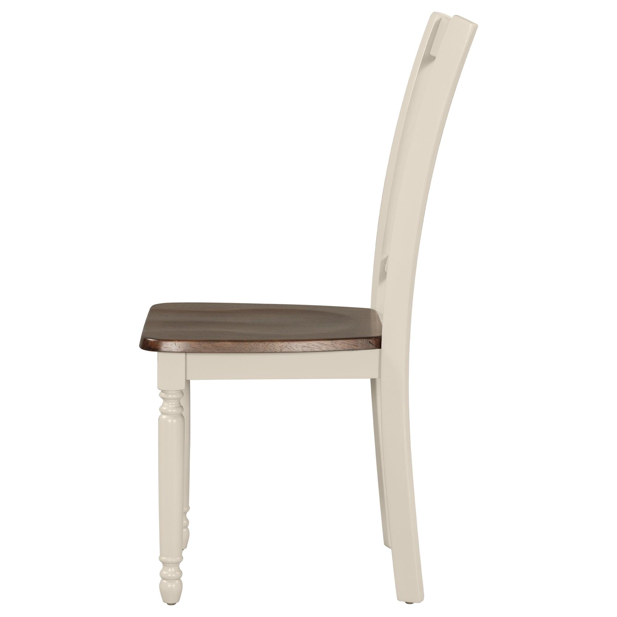 Classic 6-Piece Wooden Dining Set with Table, 4 Chairs & Bench for Kitchen & Dining Room - Brown & Cottage White | Perfect for Family Meals, Entertaining Guests & Small Space Dining