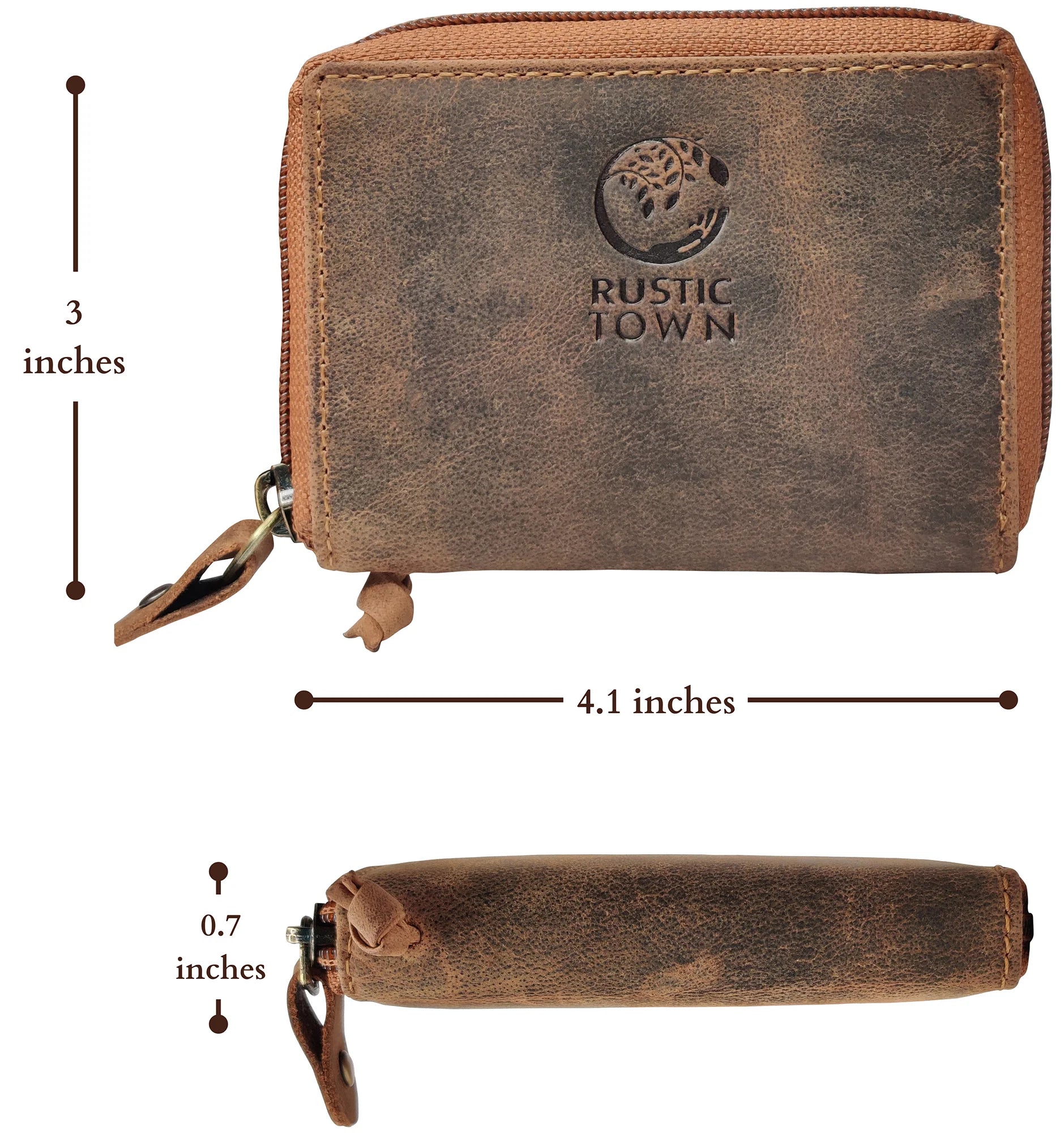 Genuine Leather Key Holder Case - Zippered Key Organizer Wallet with Belt Hook - Perfect for Key Storage & Organization at Home, Office or Travel