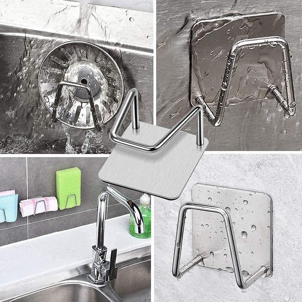 Stainless Steel Sponge Holder with Hook - Quick Drying Rustproof Kitchen Sponge Caddy for Sink, Waterproof Soap Dish & Sponge Storage (2 Pack) - Perfect for Kitchen, Bathroom & RV Organization