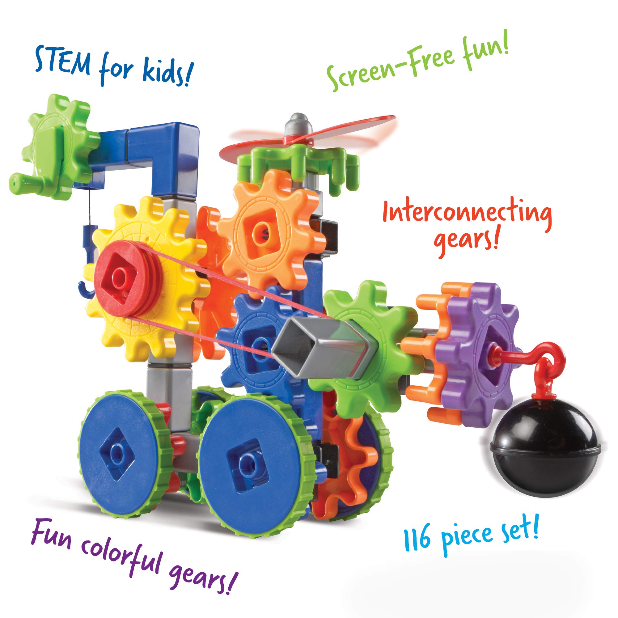 Learning Resources Gears! Gears! Gears! Machines in Motion STEM Building Set - 116 Piece Construction Toy for Kids Ages 5+ | Early Engineering Learning, Puzzle & Creative Play | Perfect for Classroom STEM Activities & Home Learning Fun