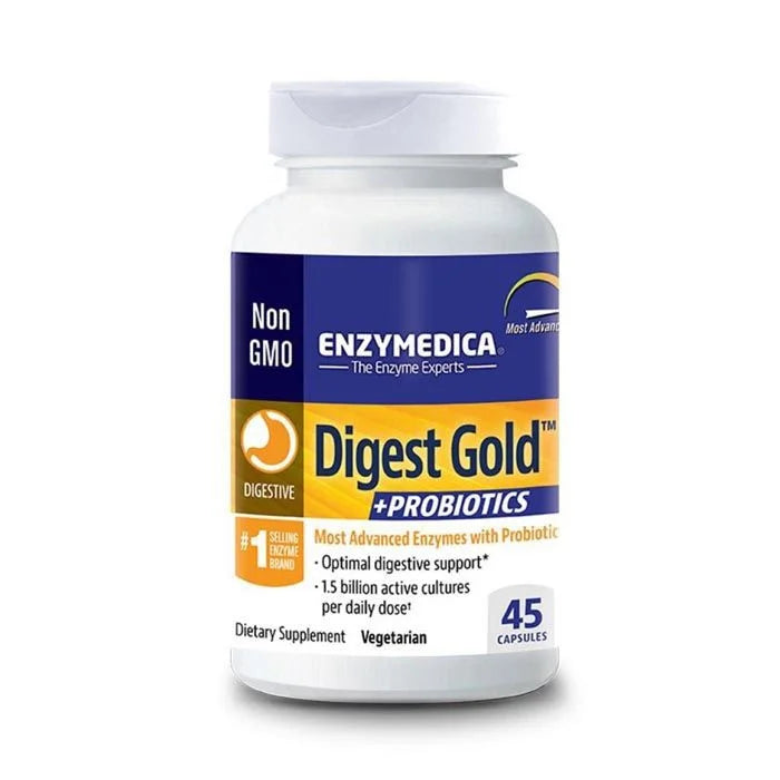 Enzymedica Digest Gold + Probiotics - 45 Capsules for Digestive Support & Gut Health | Enzyme Supplement for Bloating, Gas & Food Intolerance | Daily Digestive Aid for Men & Women