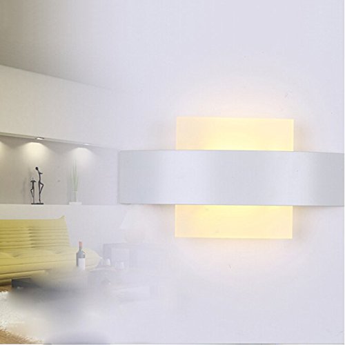 7W LED SMD 2835 Wall Sconce Light Fixture - White Finish Acrylic Shade - Energy Saving Indoor Wall Lighting for Bedroom, Hallway, Living Room, and Staircase