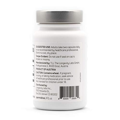 SpermidineLIFE Natural Plant-Based Wheat Germ Extract Supplement - High Spermidine & Zinc for Cellular Renewal, Anti-Aging, Vegan Capsules (120 Count) - Supports Longevity & Healthy Aging for Men & Women - Perfect for Daily Wellness Routine & Anti-Aging Regimen