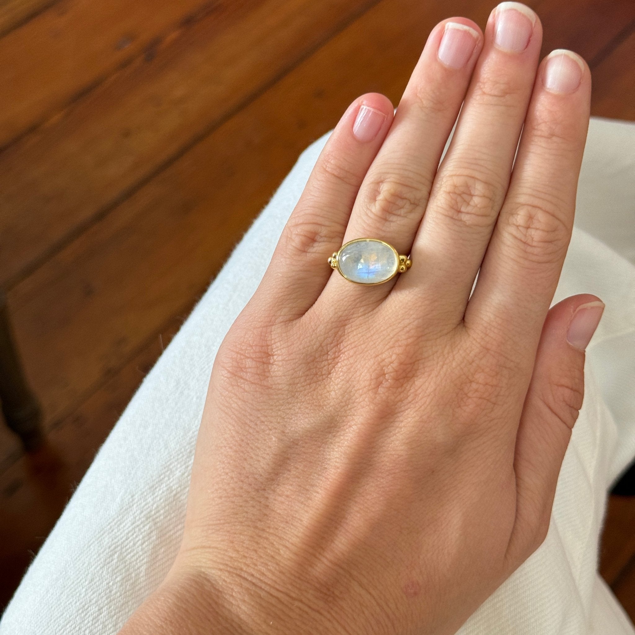 14K Yellow Gold Mazza Moonstone Capri Ring - Elegant & Dainty Jewelry for Women, Perfect for Weddings, Anniversaries & Special Occasions