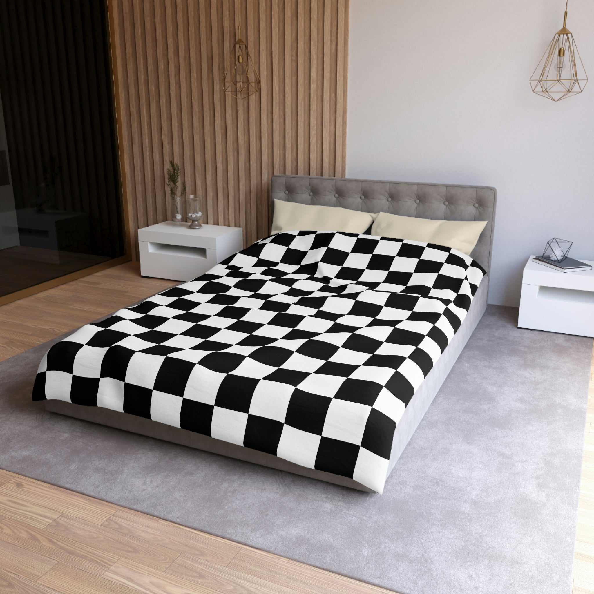 Checkered Duvet Cover Set - Soft Microfiber Bedding in 4 Sizes (Twin, Full, Queen, King) - Stylish Check Pattern for Modern Bedrooms & Guest Rooms