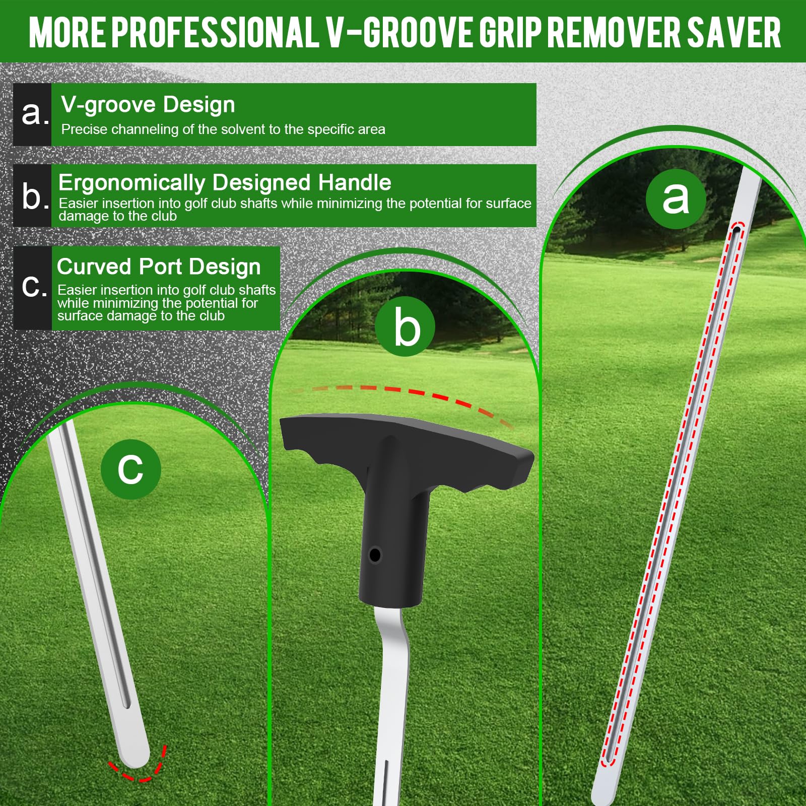 Golf Grip Removal Tool - V-Groove Grip Remover Saver for Golf Club Grips Replacement (1 Piece) | Perfect for Golf Club Maintenance & Regripping at Home or Pro Shop