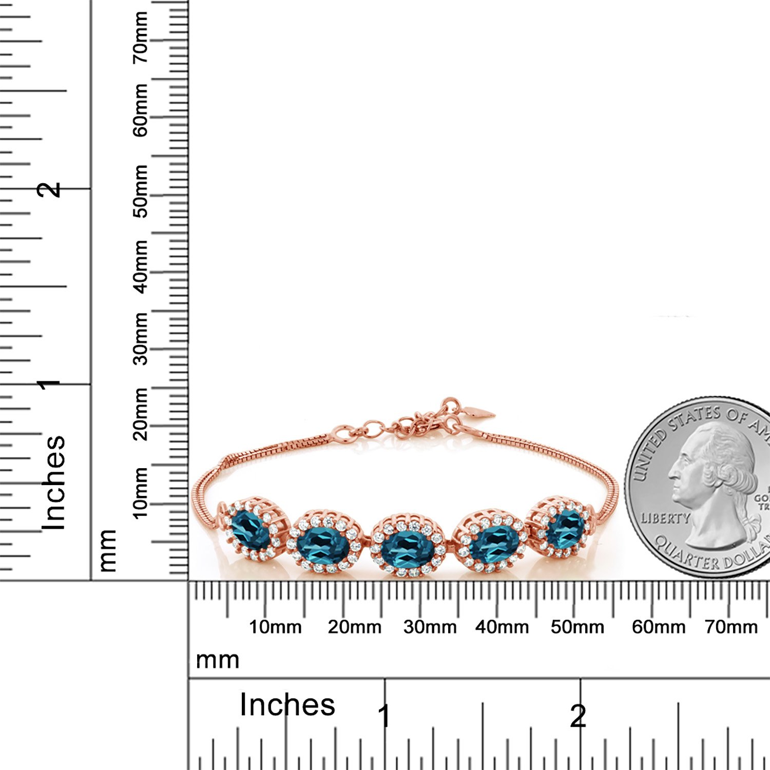 Gem Stone King 4-8 Cttw Oval Cut Birthstone Tennis Bracelet for Women | 7X5MM Genuine Gemstones | 18K Rose Gold Plated Sterling Silver | 7 Inch Adjustable with 1.5 Inch Extender | Elegant Jewelry Gift for Mom, Wife, Anniversary, Birthday | Perfect for Weddings, Parties & Special Occasions