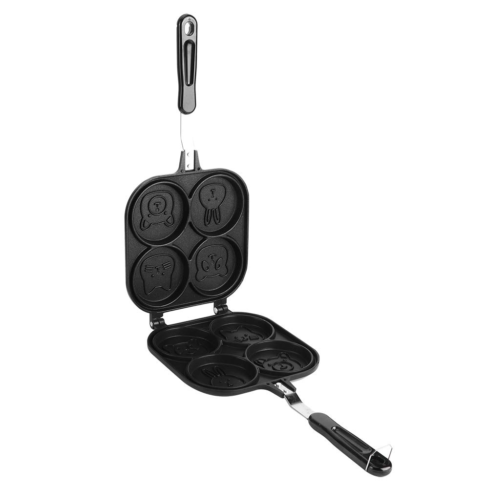 4-Hole Non-Stick Waffle Maker Pan - Aluminum Baking Griddle for Waffles, Muffins, Cakes & BBQ Steak - Perfect for Breakfast, Brunch & Family Cooking