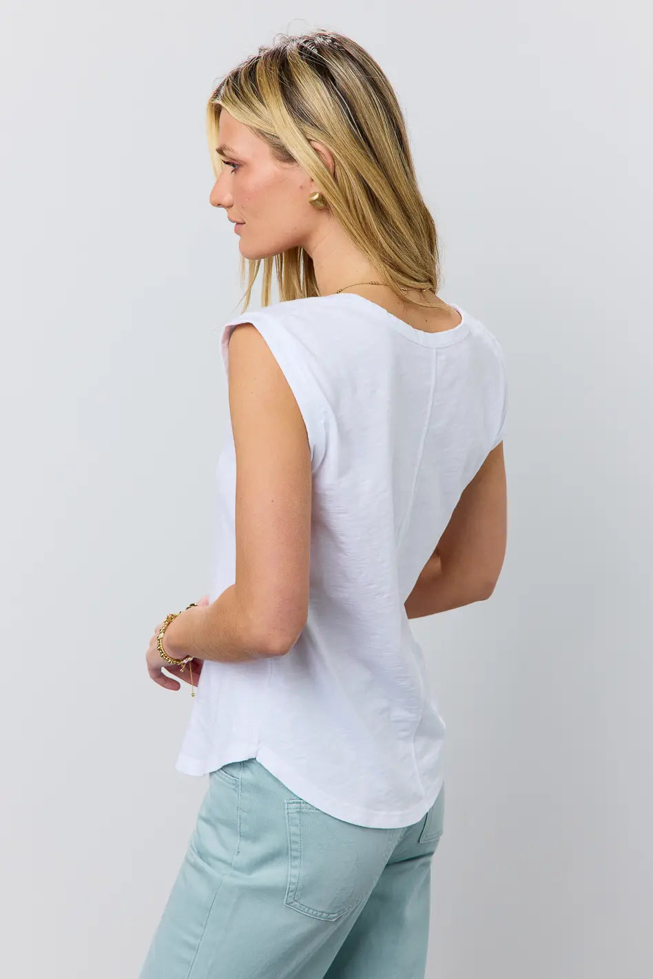 Jaylene Women's Muscle Tee - Soft Cotton Workout Shirt for Gym & Running | Breathable & Comfortable White T-Shirt | Perfect for Fitness, Yoga & Casual Wear