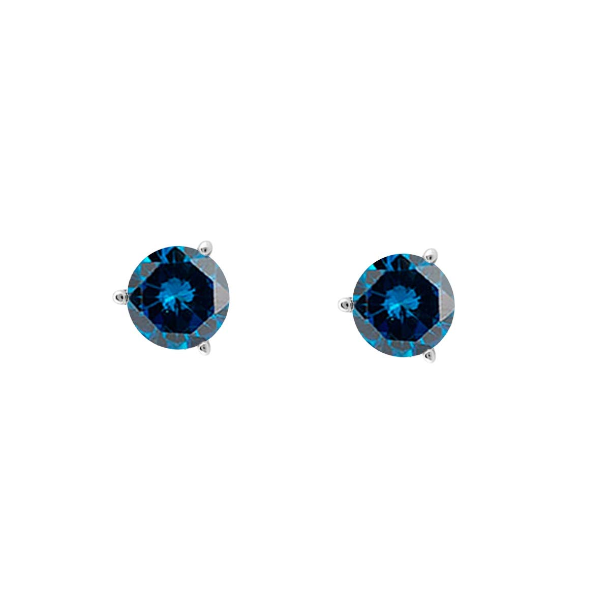 MauliJewels 0.25 Carat Round Blue Diamond Stud Earrings for Women - 14K White Gold Martini Style - Perfect for Weddings, Parties & Special Occasions