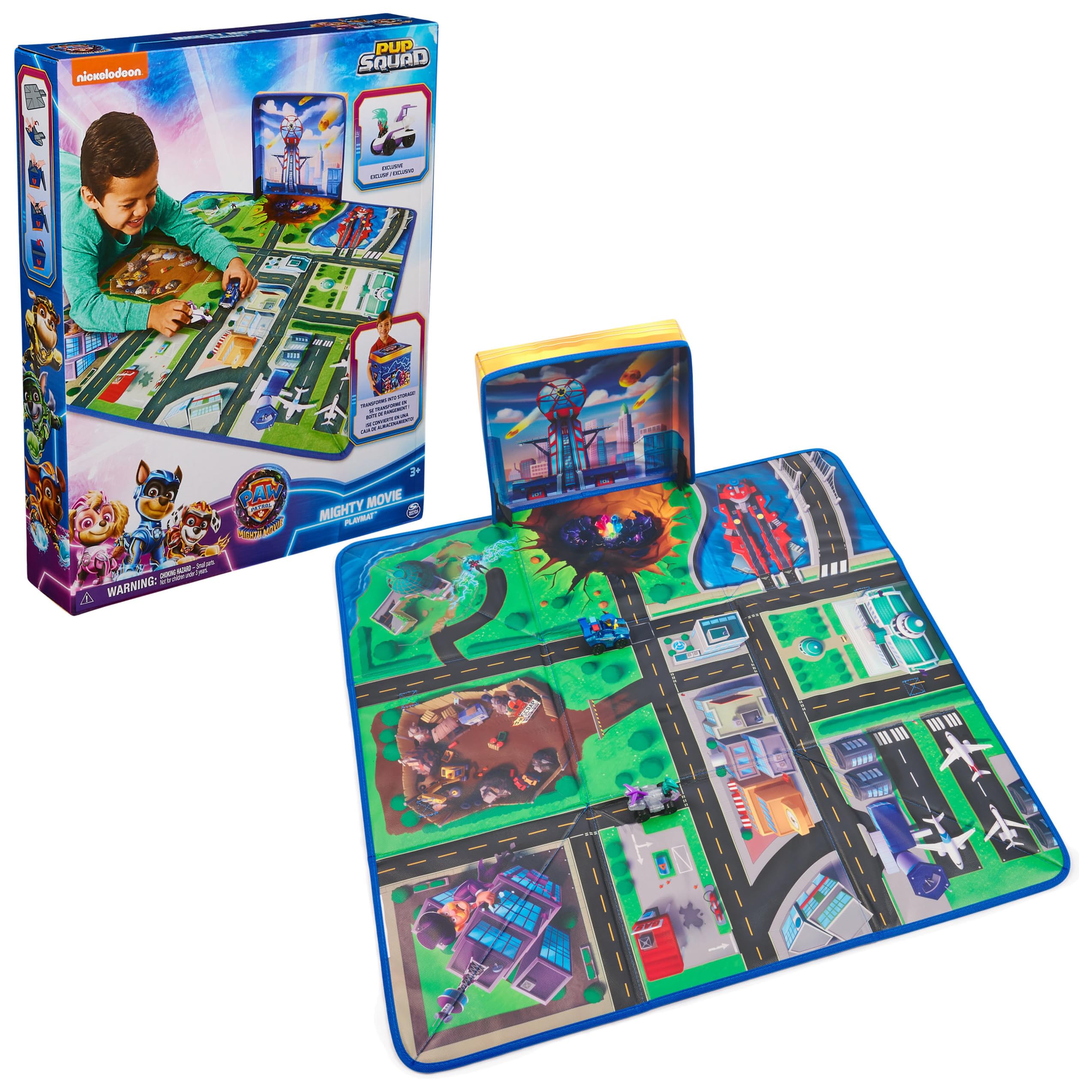 **Paw Patrol: The Mighty Movie - Pup Squad Play Mat Gift Set with Mighty Pups Chase & Vee Racer Toy Cars, Kids Toys for Boys & Girls Ages 3+ - Perfect for Playtime, Birthday Gifts & Themed Parties**