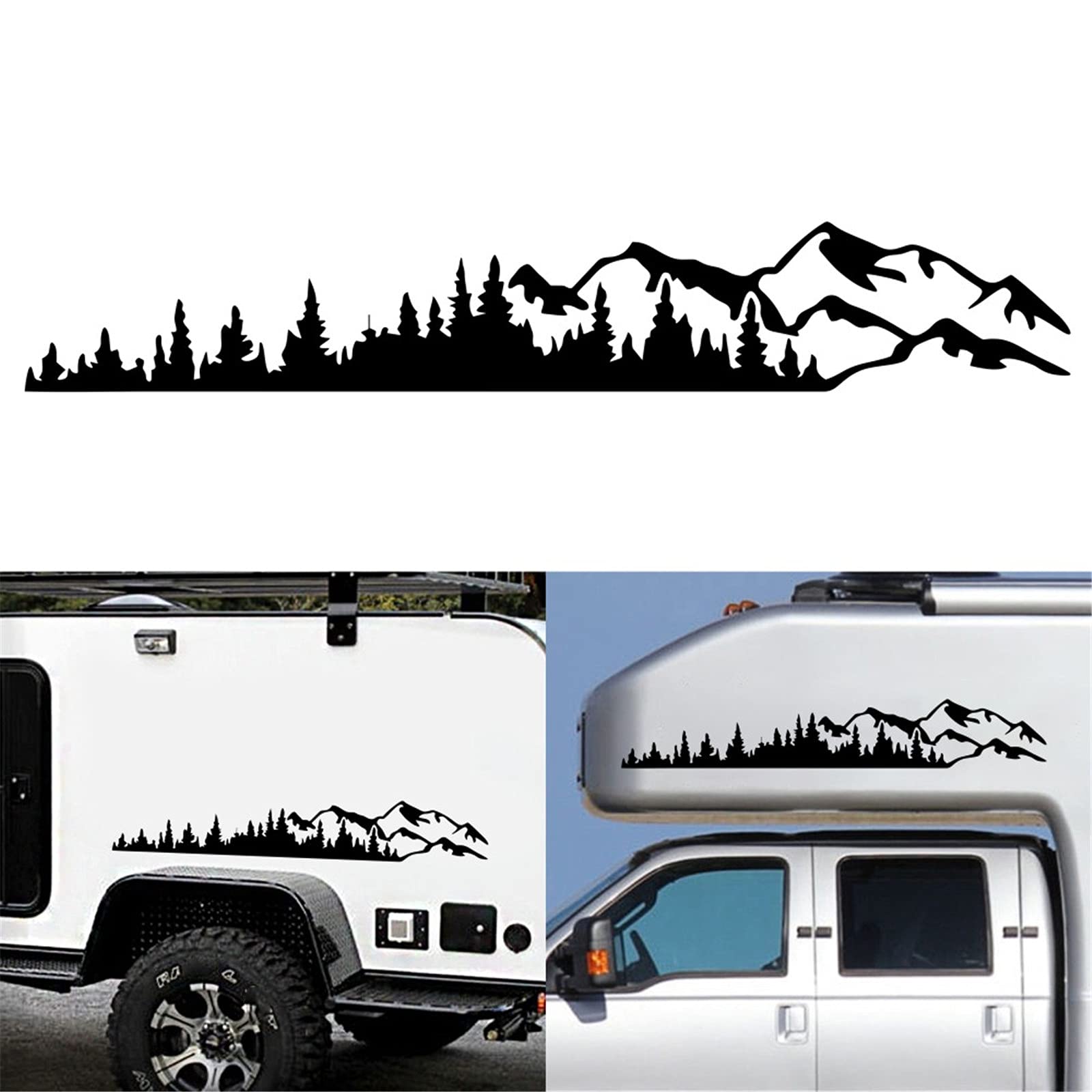 1 PC Universal Black Car Snow Mountain Sticker - 6.7