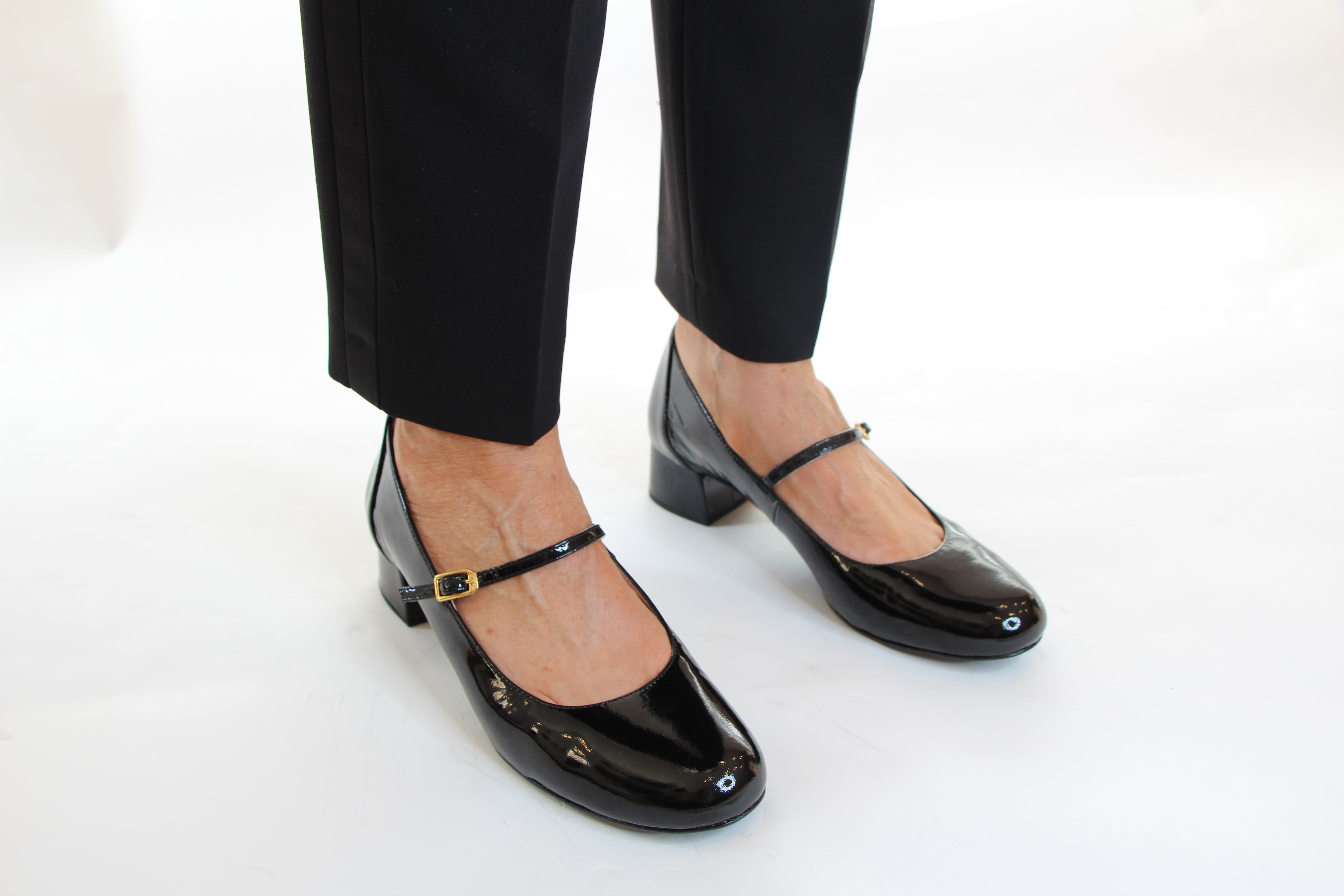 Unisa Black Patent Mary Jane Shoes for Women - Comfortable & Stylish Flats for Work, Office, and Casual Wear