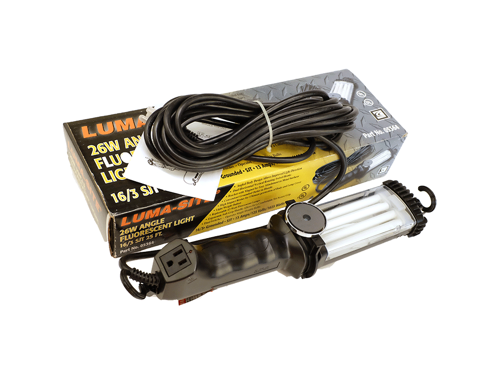 26W Luma Site Fluorescent Light - 16/3 SJT Cord, 25 Ft - Part No. 05364 (New in Box) - Perfect for Workshops, Garages & Industrial Lighting