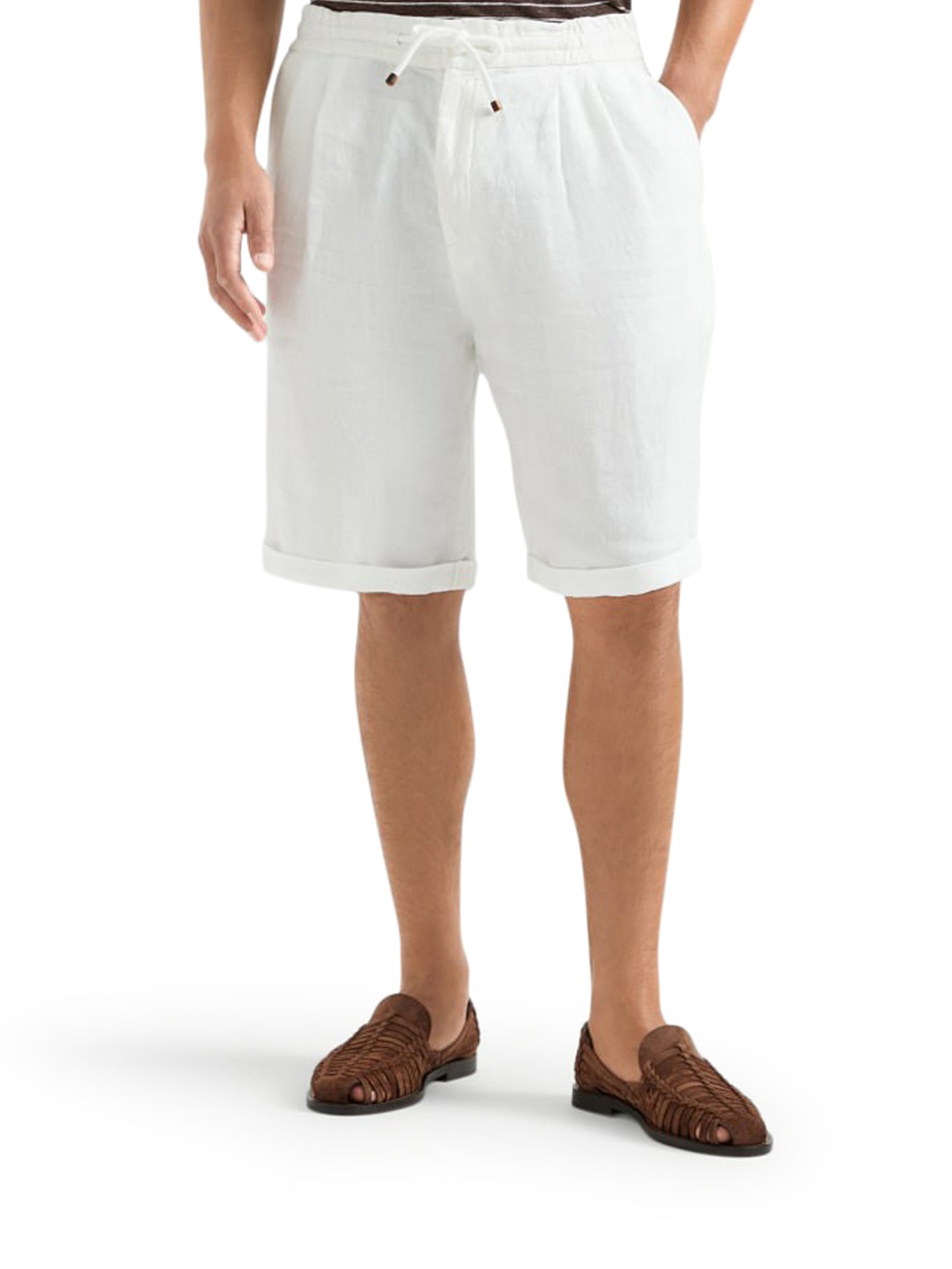 Garment Dyed Linen Gabardine Bermuda Shorts with Drawstring Waist & Darts - Comfortable Casual Summer Shorts for Beach, Travel and Outdoor Activities