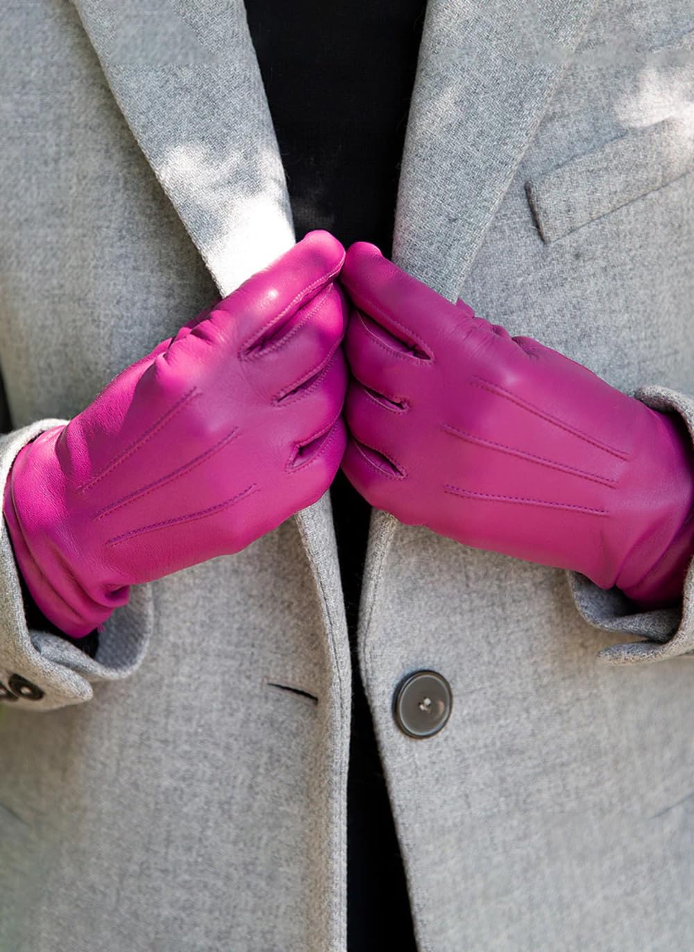 Women's Classic Leather Gloves - Soft & Warm Winter Gloves for Women - Touchscreen Compatible - Driving, Outdoor Activities & Fashion Accessory