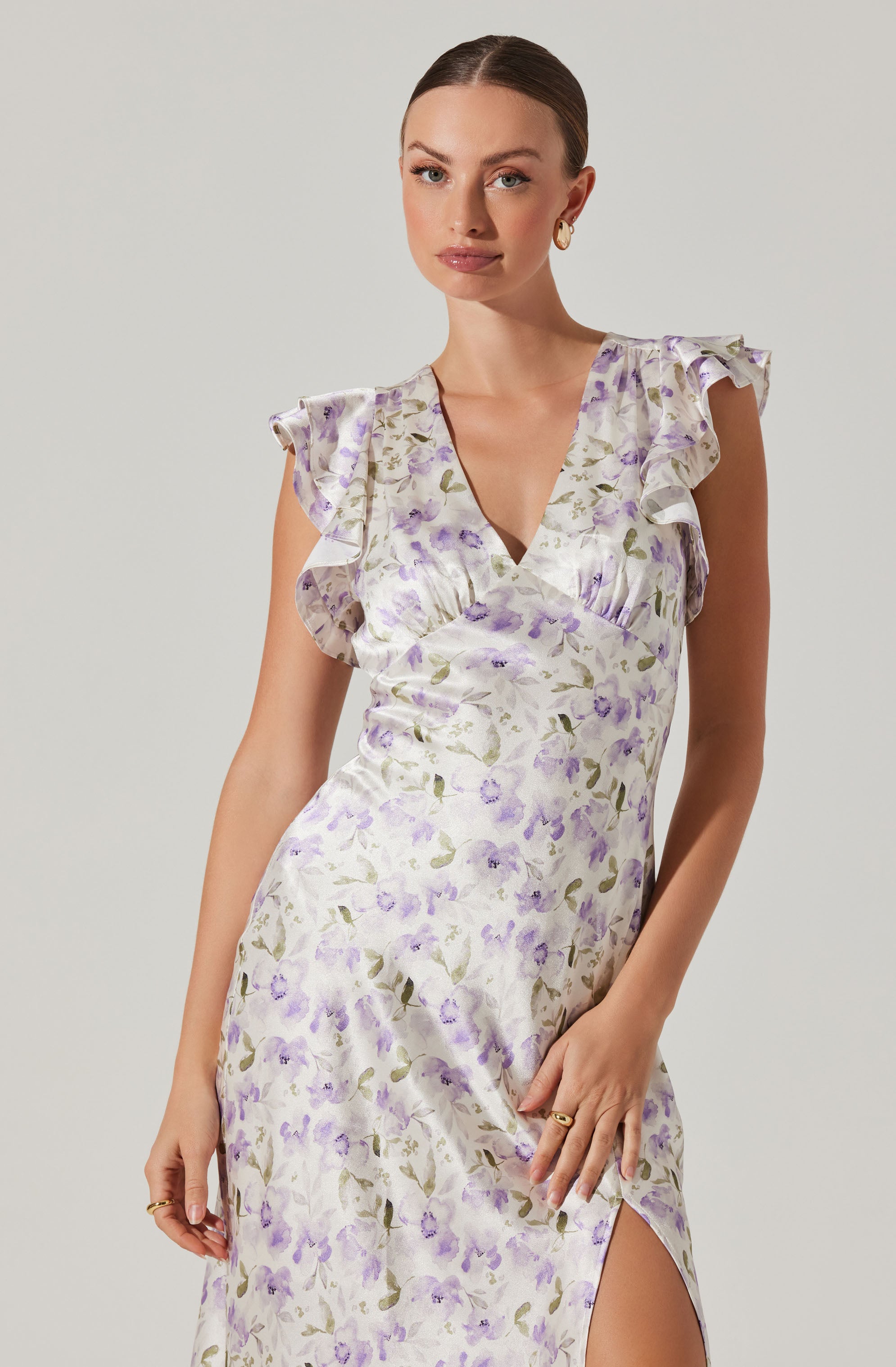 Elegant Satin Flutter Sleeve Maxi Dress for Women - Summer Beach Wedding Party & Evening Occasions