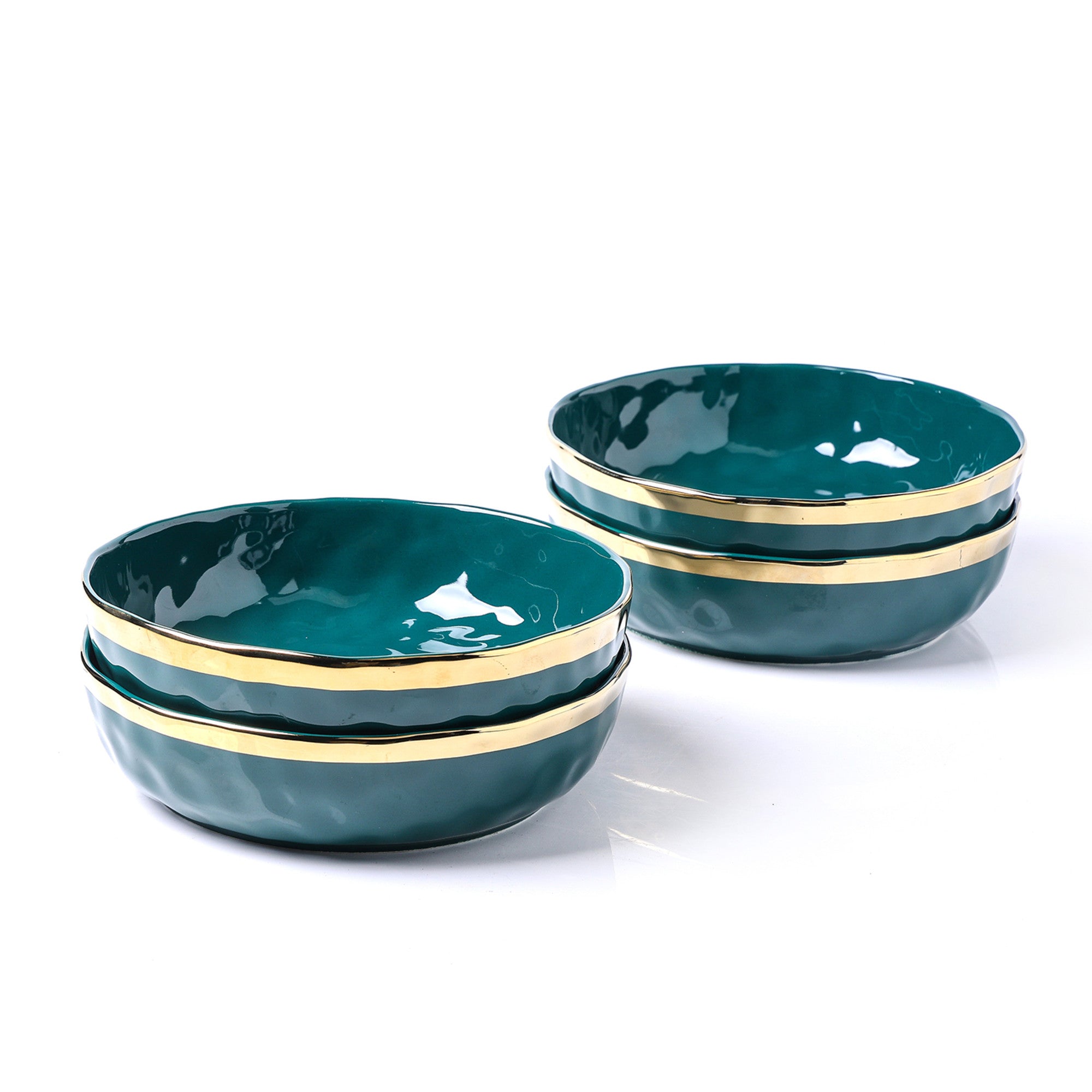 Florian Porcelain Pasta Bowl - Elegant Green Ceramic Dinnerware for Italian Cuisine | Perfect for Home Dining, Restaurants & Gift Giving