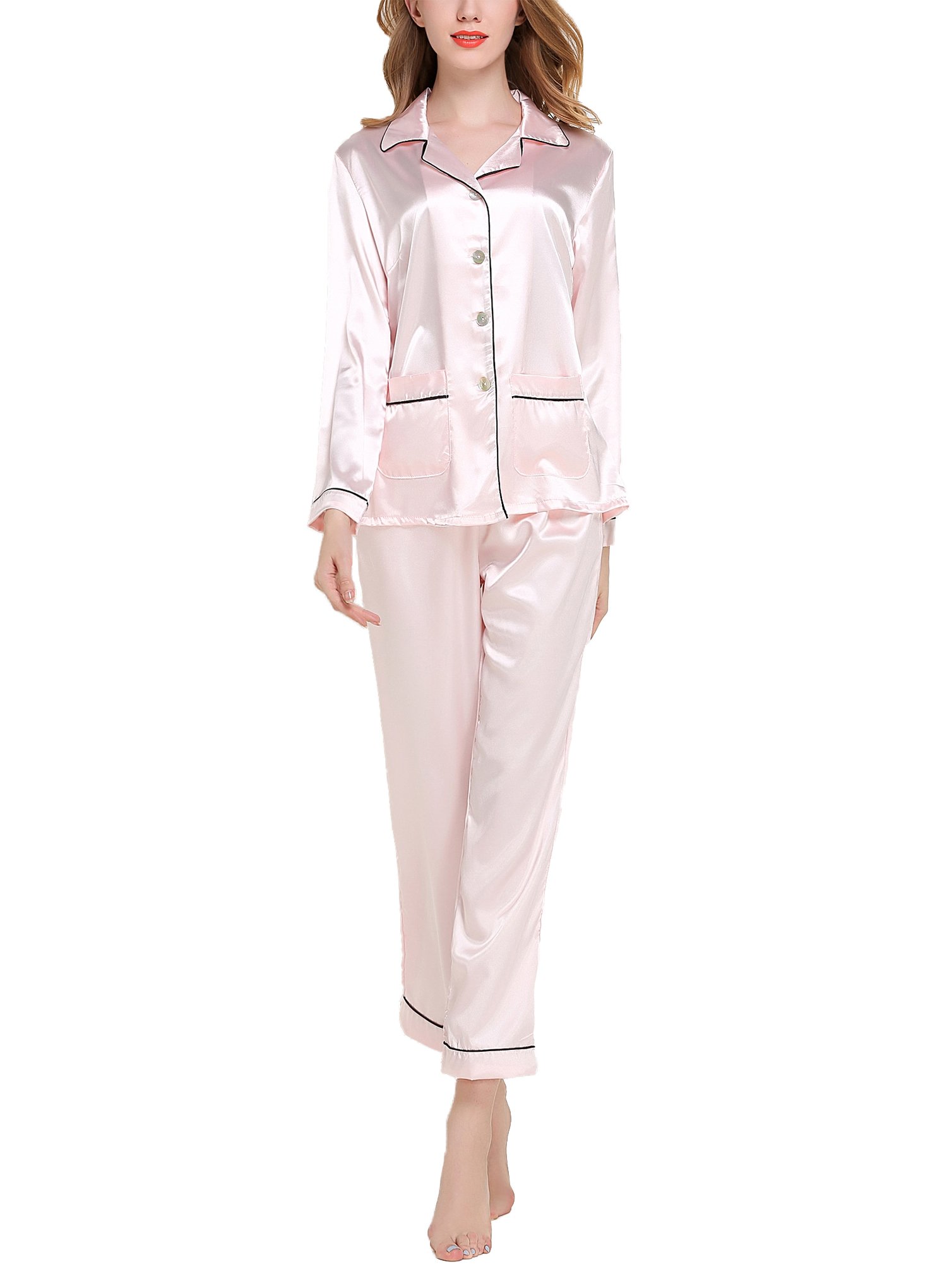 Women's Satin Pajama Set - Long Sleeve Top & Pants for Ladies | Soft & Comfortable Sleepwear for Nightwear, Loungewear & Relaxation at Home