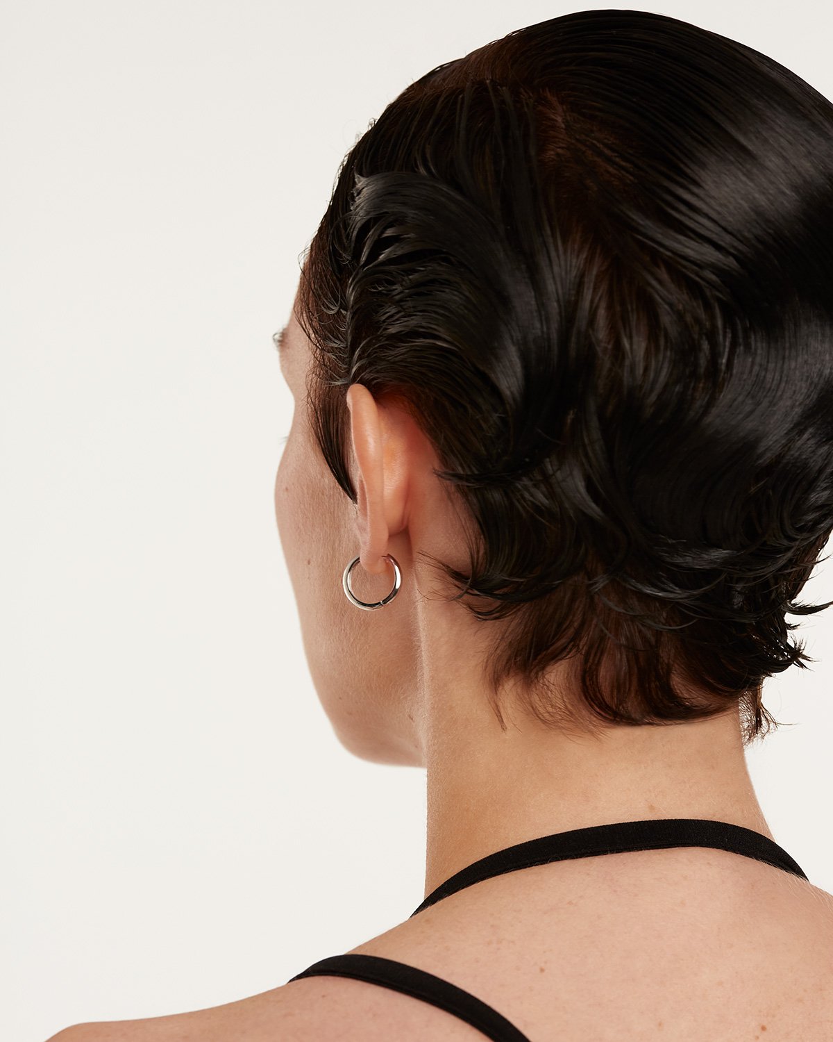 GRID White Gold Bold Medium Hoop Earrings - Elegant Statement Jewelry for Women, Perfect for Parties, Weddings & Everyday Wear