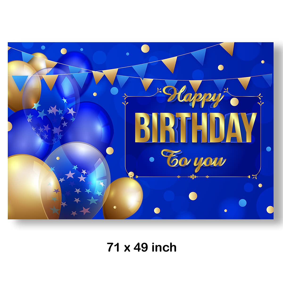 Blue & Gold Glitter Happy Birthday Backdrop Banner - 71x49 Inch Party Decor for Photo Booth, Cake Table, Wall Decorations | Premium Birthday Party Supplies for Adults & Kids Celebrations
