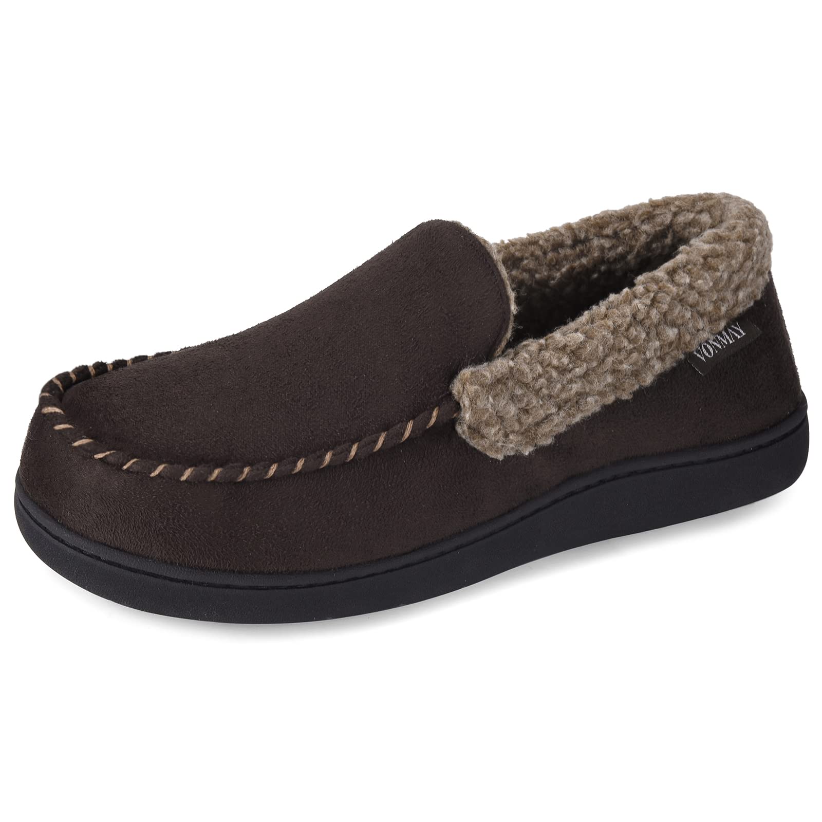 Men's Memory Foam Moccasin Slippers - Soft Fleece Fuzzy House Shoes for Indoor & Outdoor Wear - Perfect for Home, Office, and Travel Comfort