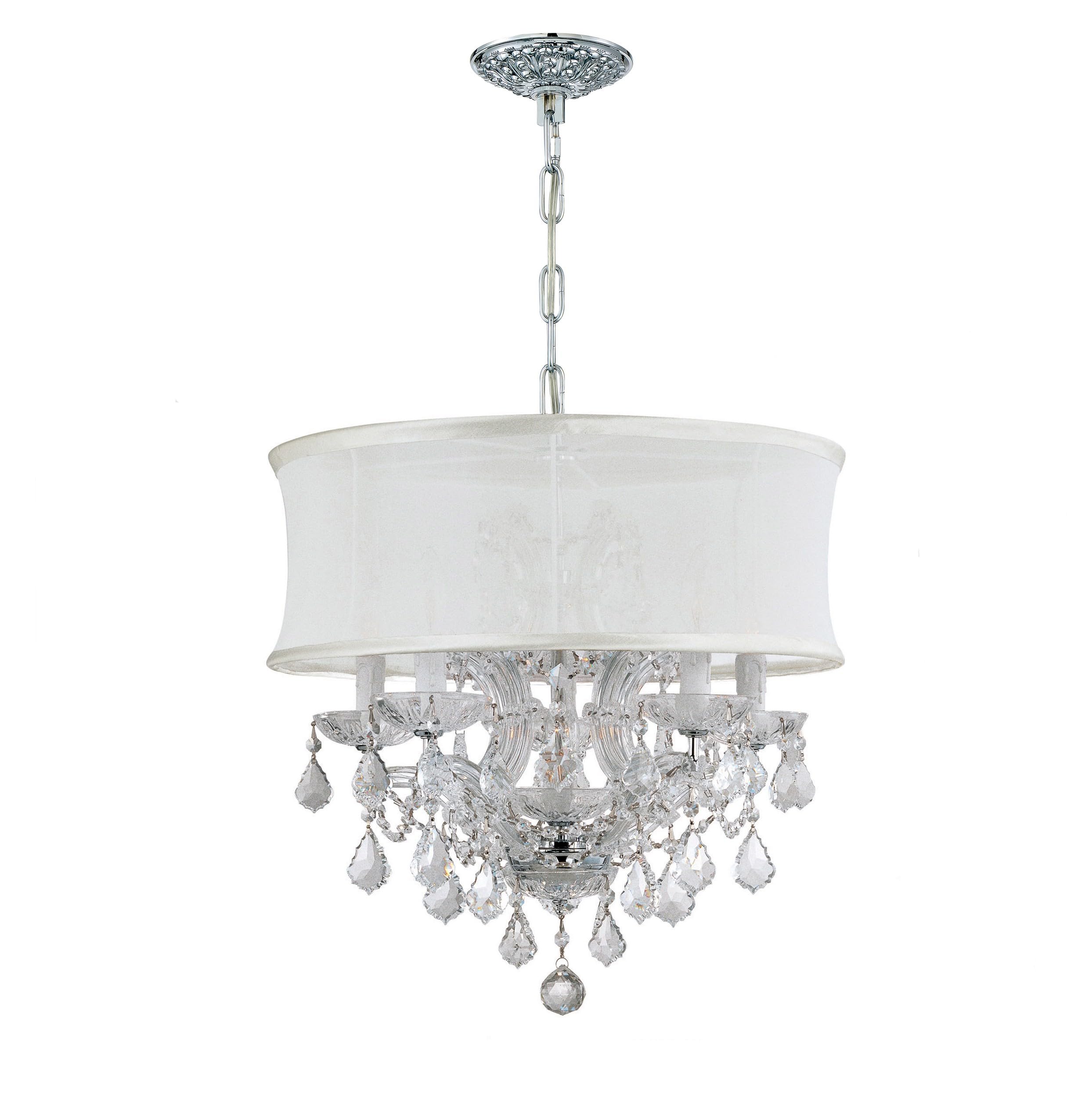 Brentwood 6-Light Crystal Polished Chrome Drum Shade Chandelier - Modern Ceiling Lighting Fixture for Dining Room, Bedroom & Living Room Decor