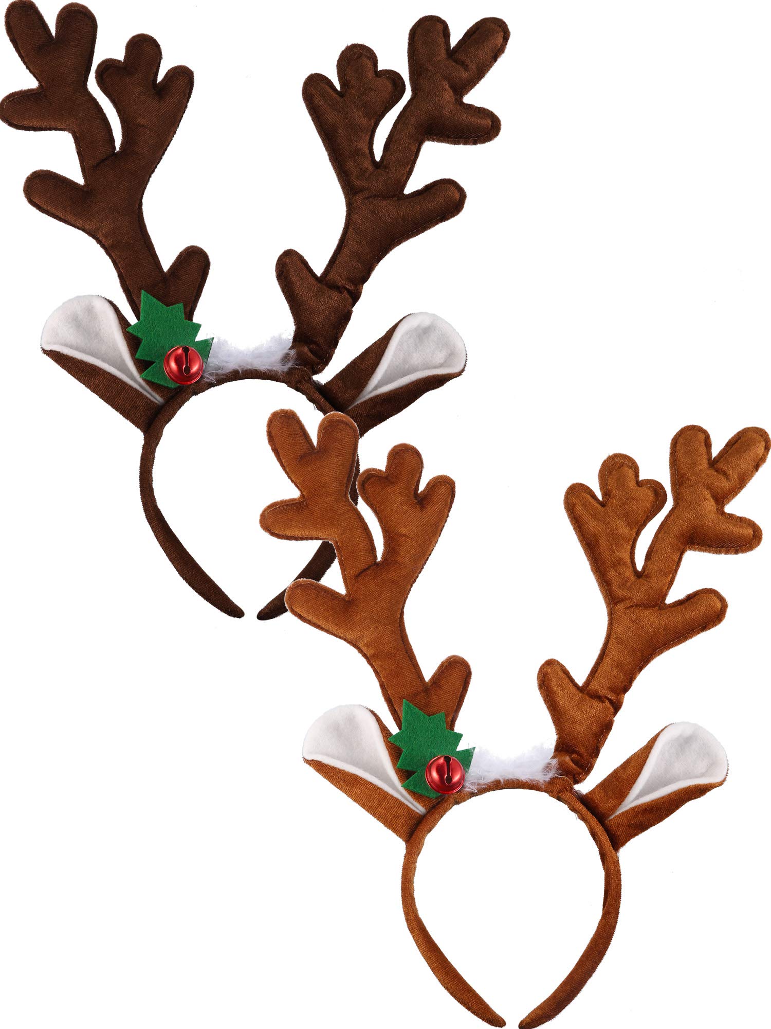 Bememo 2 Pack Christmas Reindeer Antler Headbands for Women - Festive Holiday Party Hair Accessories for Christmas Costume Parties, Family Gatherings & Photo Shoots