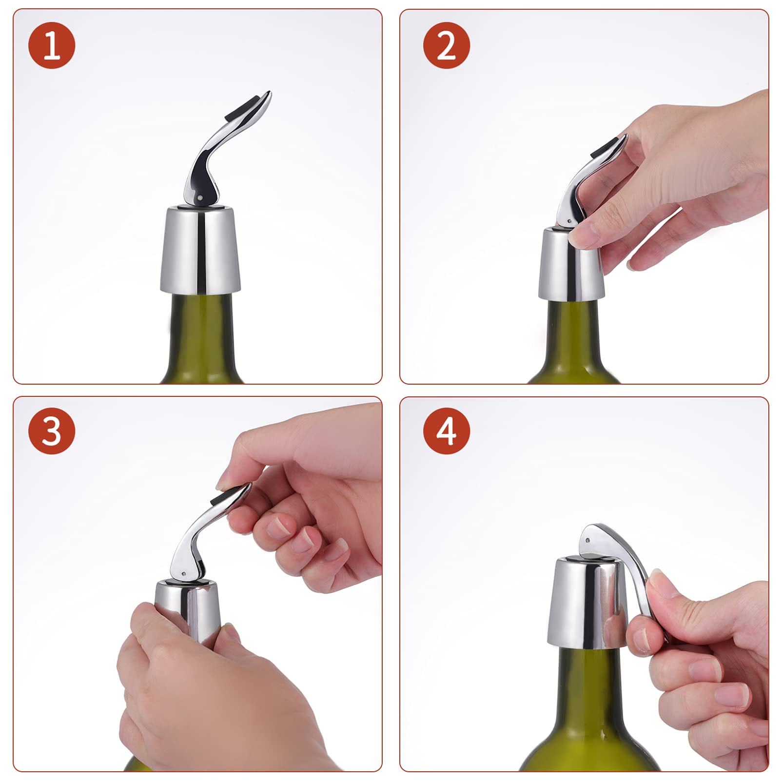 Premium Hemoton 2-Pack Wine Bottle Stoppers - Airtight Beverage Bottle Sealer & Wine Saver Caps - Reusable Cork Stoppers for Red/White Wine, Champagne & Liquor Bottles - Perfect for Home Bars, Parties & Wine Preservation