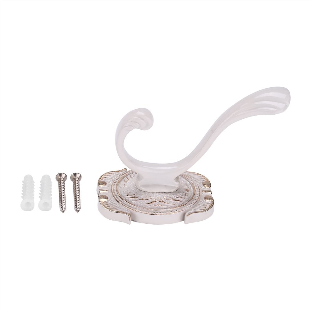 Vintage Wall Mount Coat Hooks - Antique Metal Door Towel & Clothes Hanger for Bathroom, Living Room, Bedroom - Ivory White | Perfect for Organizing Coats, Hats, Bags & Towels in Entryway, Mudroom or Bath Space