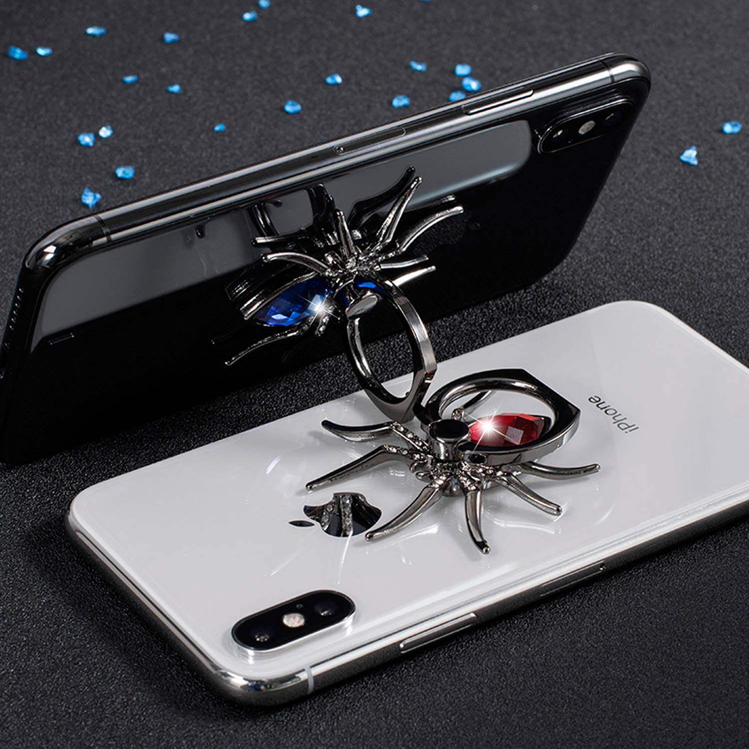 360° Rotating Phone Ring Holder Stand - Universal Spider Finger Kickstand with Polished Metal Grip for iPhone, Samsung & Smartphones (Red) - Perfect for Selfies, Watching Videos & Secure Phone Handling