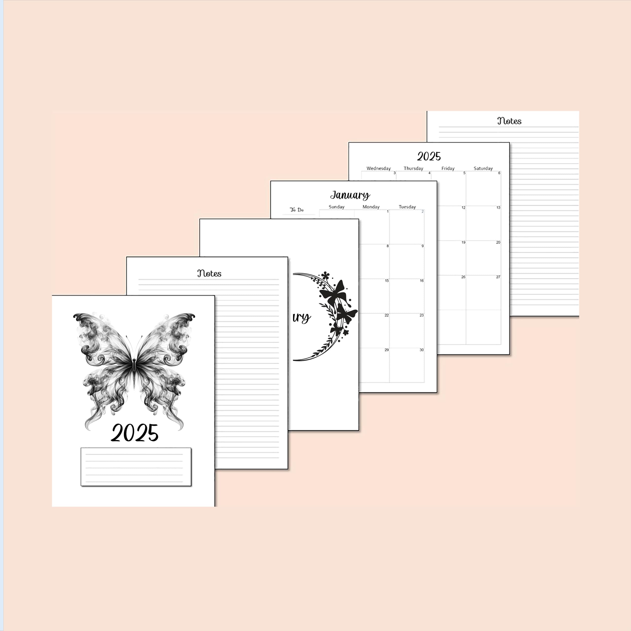2025 Monthly Planner Refills for 7-Disc Mini Happy Planners & NOTIQ Mini Capsule (S6) - 4.5