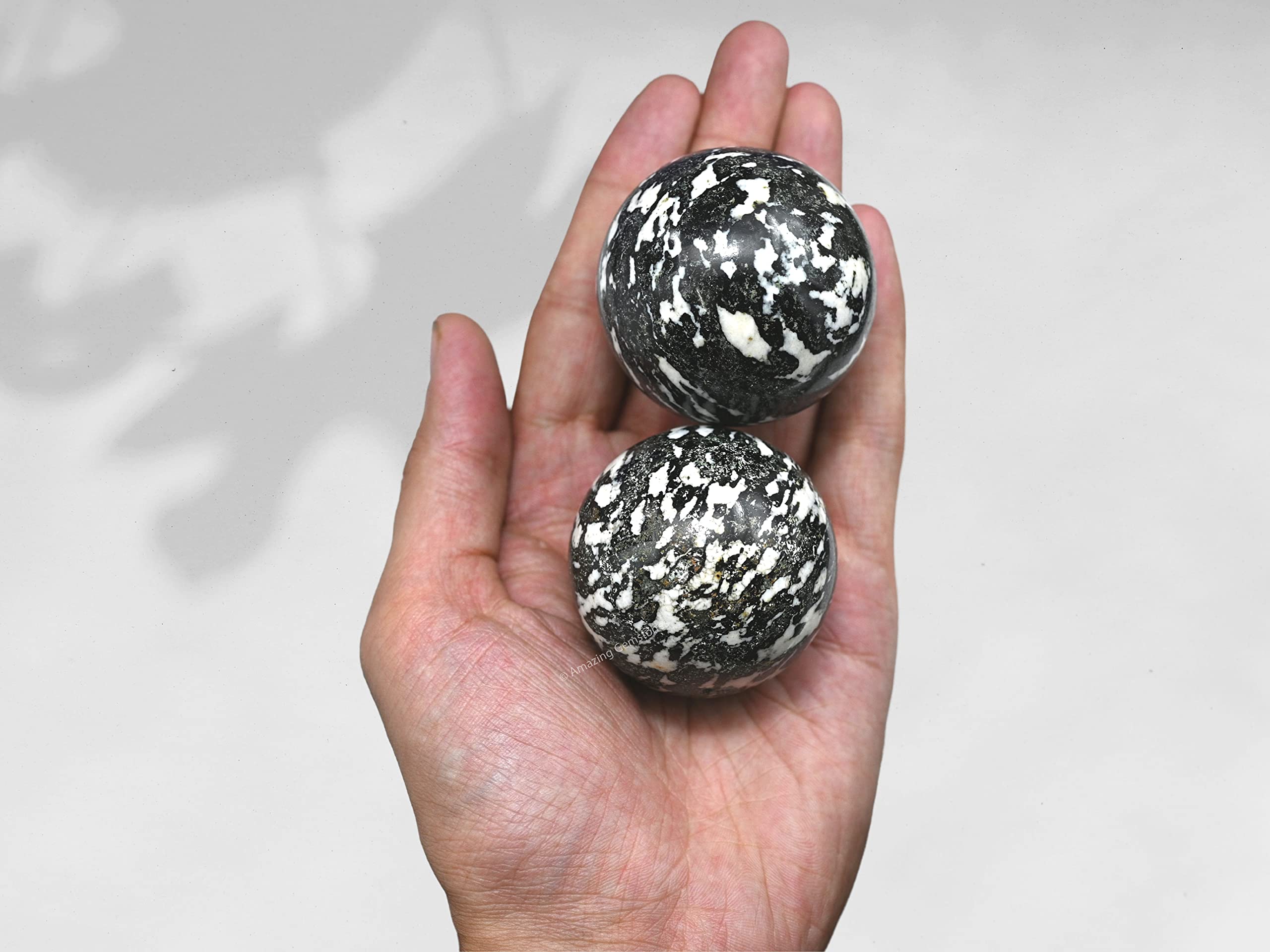 2 Inch Black and White Tourmaline Crystal Ball with Stand - Healing Meditation Sphere for Witchcraft, Feng Shui, Home Decor & Spiritual Energy Work