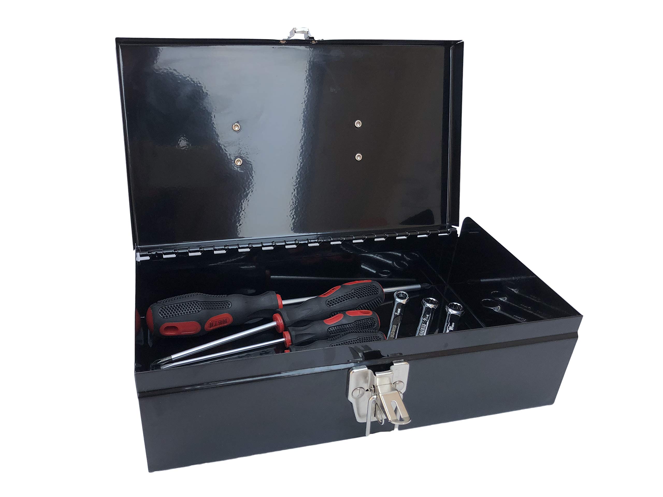 Portable Carpenter Metal Tool Box with Latch - Small Parts Organizer & Socket Storage Box (4002 Black) - Perfect for DIY Projects, Workshop Organization & On-the-Go Tool Storage