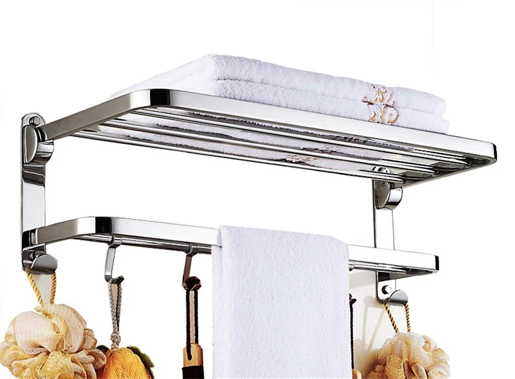 Double Layer Hanging Towel Rack - 2 Tier Bathroom Shelf Organizer with Towel Bar | Space Saving Bathroom Accessories for Towels, Robes & Decor | Perfect for Small Bathrooms, Apartments & Dorm Rooms