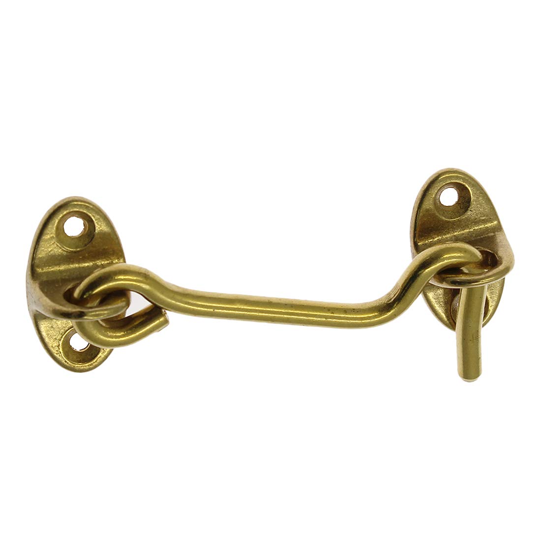 2Pcs Solid Brass Barn Door Lock 3 Inch Privacy Cabin Hook Latch & Eye - Heavy Duty Gold Finish for Bathroom, Wooden Fences, Sheds, and Sliding Doors