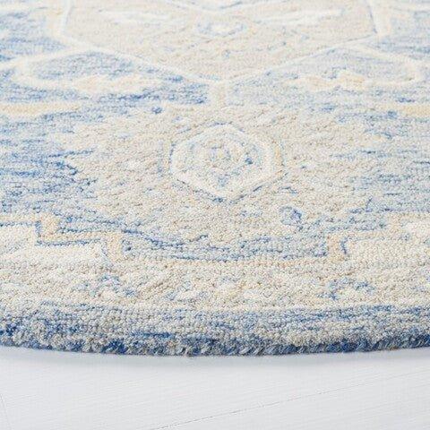 Hand Woven Blue & Ivory Wool Area Rug - Traditional Persian Style, Soft & Durable - Perfect for Living Room, Bedroom, or Office Decor