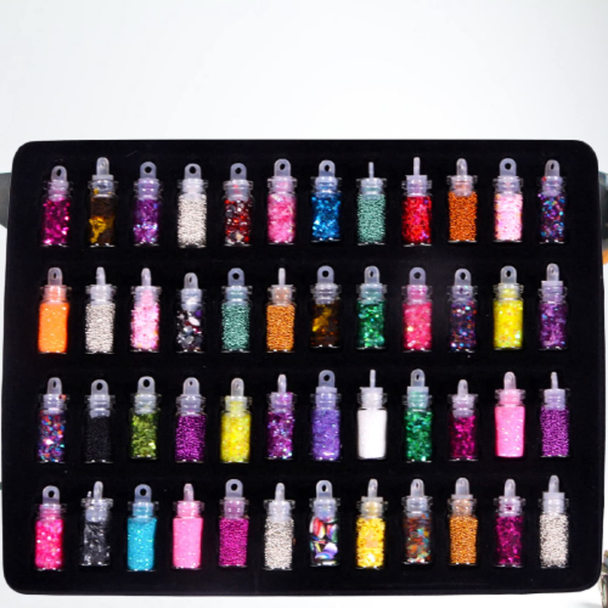 3D Glitter Powder Nail Art Charms Kit - 48 Bottles Set for French Nails, Acrylic Nail Decoration | DIY Nail Art Tools Gift Box for Girls | Perfect for Home Manicures, Salon Nail Design & Party Nail Art