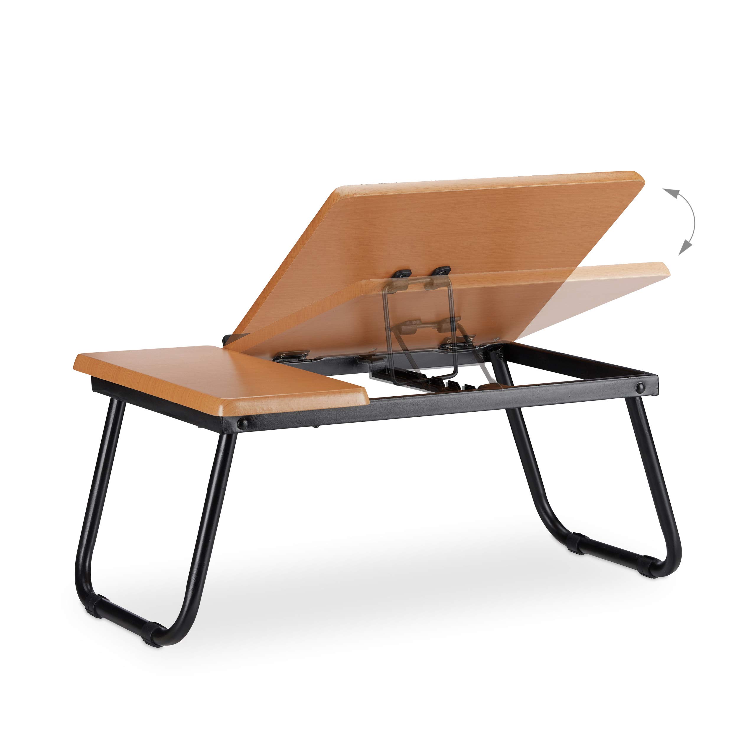 Relaxdays Adjustable Tilting Laptop Table - Portable MDF Notebook Lap Desk for Bed, Sofa & Couch - 23.5 x 56.3 x 31.6 cm Natural Wood - Perfect for Work, Study & Entertainment in Bed